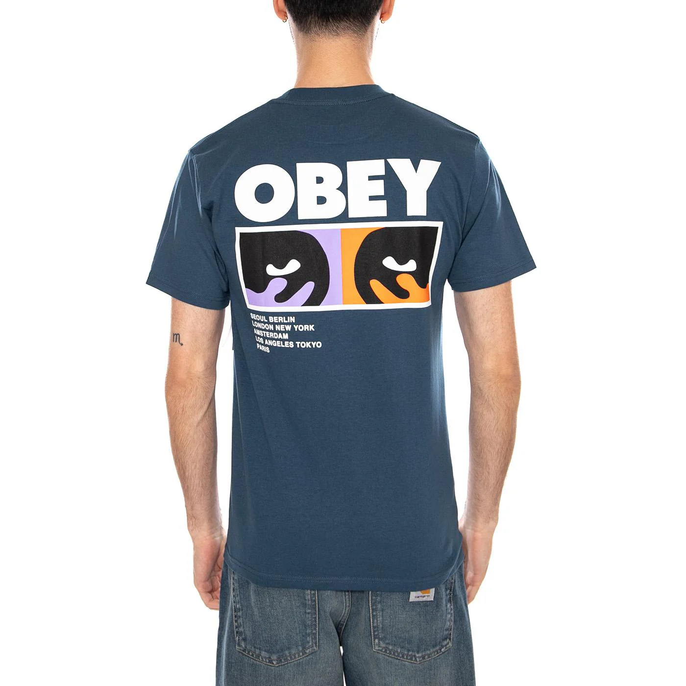 OBEY ALWAYS WATCHING TEE HARBOUR BLUE - Maglietta Girocollo Uomo Blu Uomo OBEY - Image 3