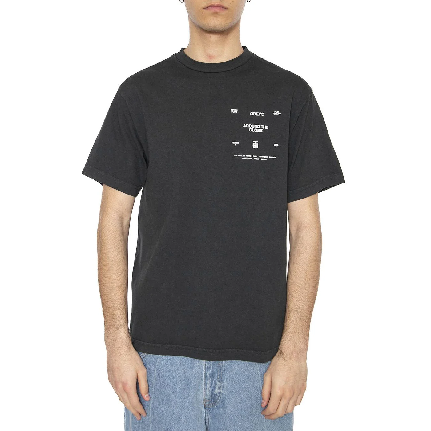 Obey Around The Globe Tee Pigment True Vintage Black - Maglietta Girocollo Uomo Nera Uomo OBEY - Image 2