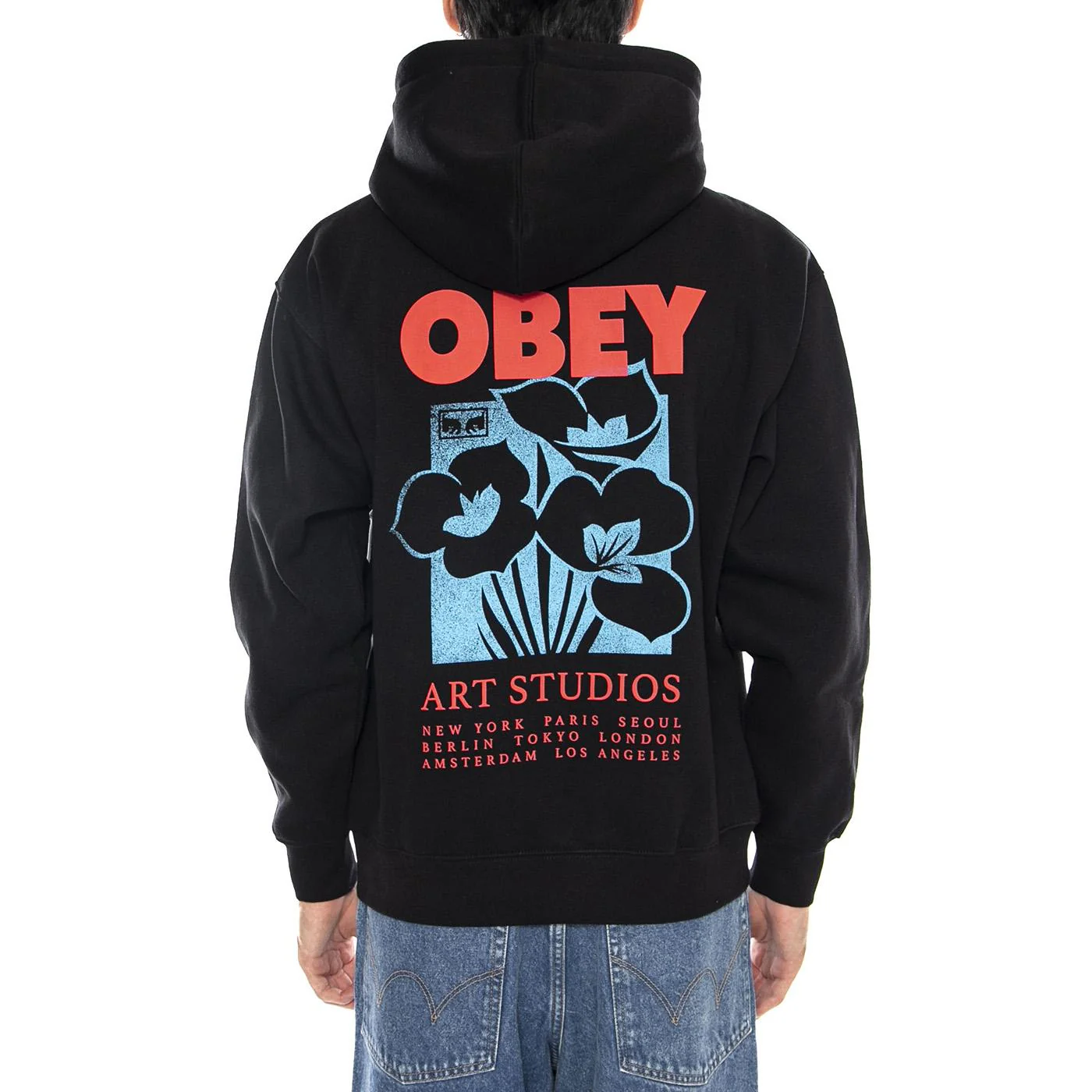OBEY Art Studio Flowers Fleece - Felpa con Cappuccio Uomo Nera  Uomo OBEY - Image 3