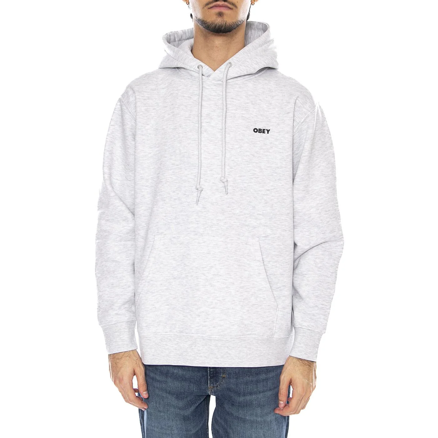 Obey Bold Hood Fleece Heather Grey - Felpa con Cappuccio Uomo Grigia Uomo OBEY - Image 2
