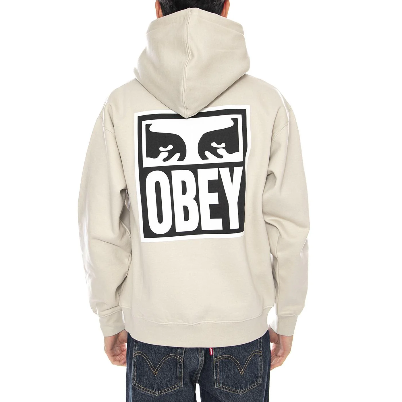 Obey Eyes Icon Hood Fleece -- Felpa Uomo Moonstruck Beige  Uomo OBEY - Image 3