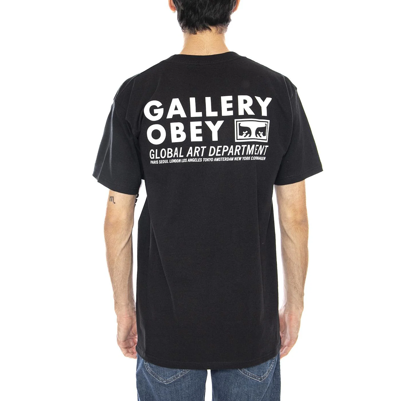 Obey Global Art Department Tee Black - Maglietta Girocollo Uomo Nera Uomo OBEY - Image 3