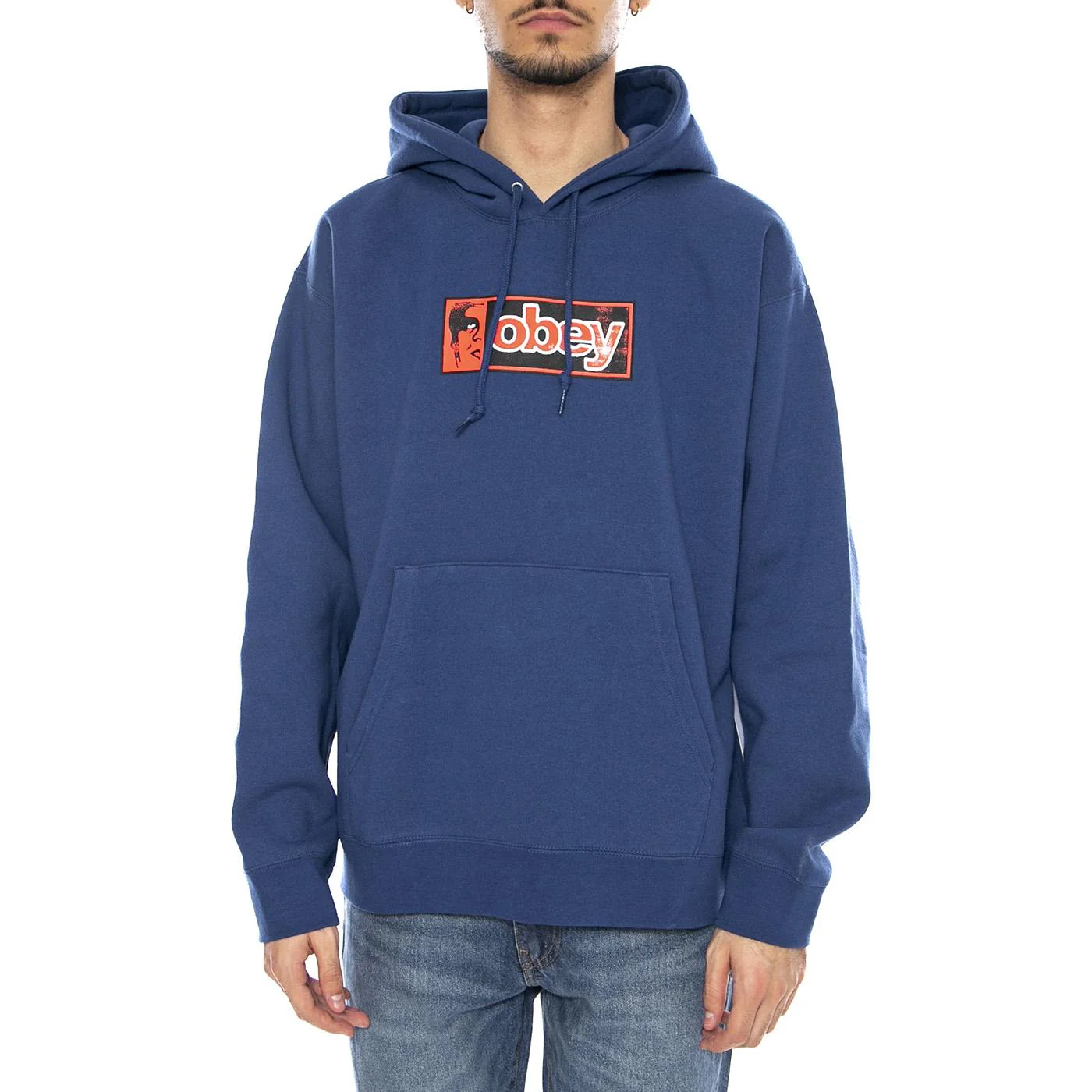 Obey Half Icon Fleece Limoges -- Felpa Girocollo Uomo Blu  Uomo OBEY - Image 2
