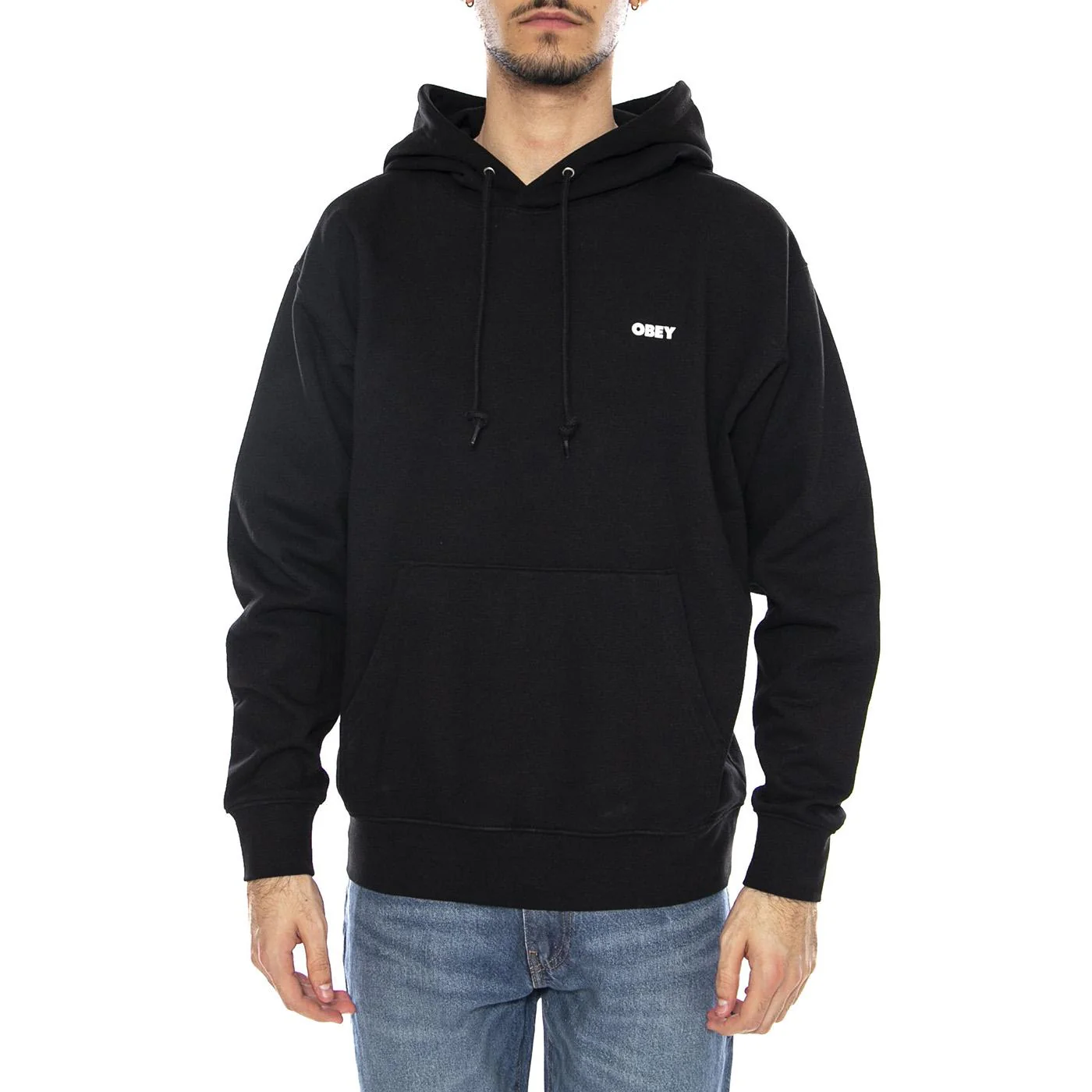 Obey Icon Stencil Flame Fleece -- Felpa con Cappuccio Uomo Nera  Uomo OBEY - Image 2