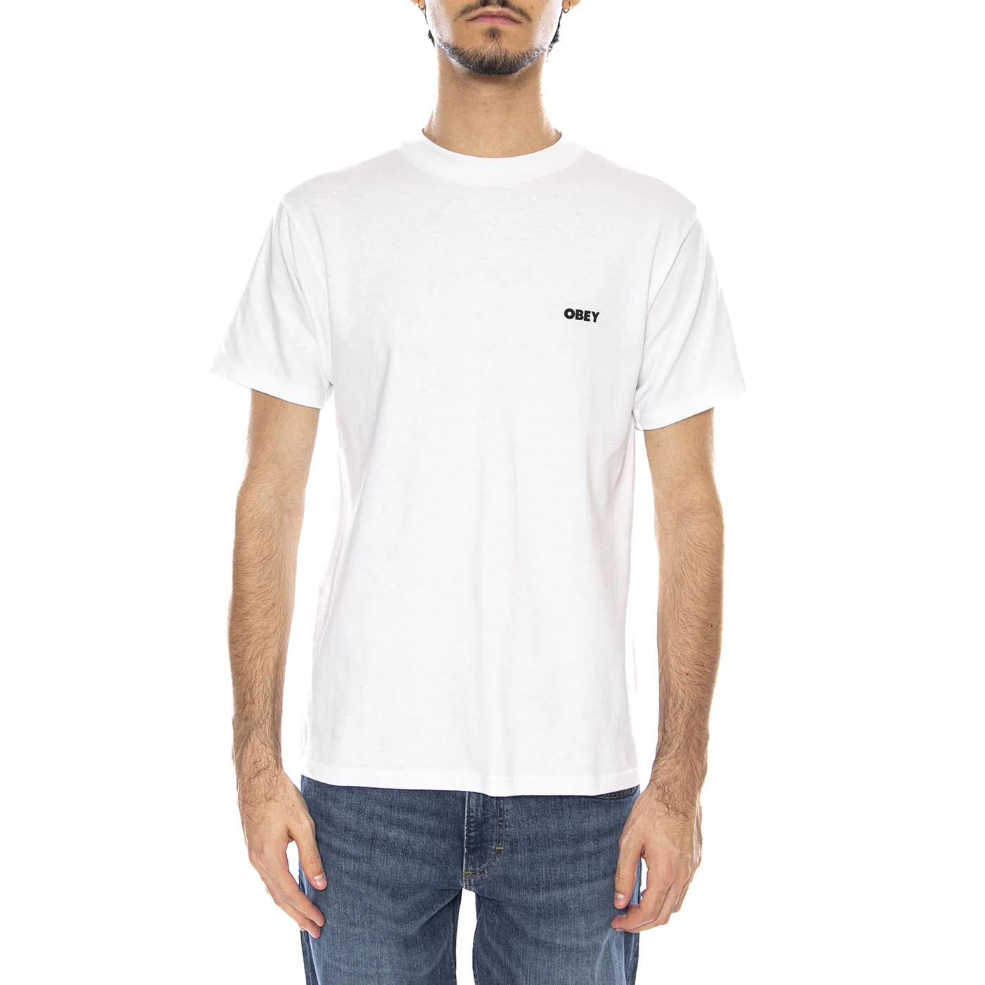 Obey Icon Stencil Flame Tee White - Maglietta Girocollo Uomo Bianca  Uomo OBEY - Image 2