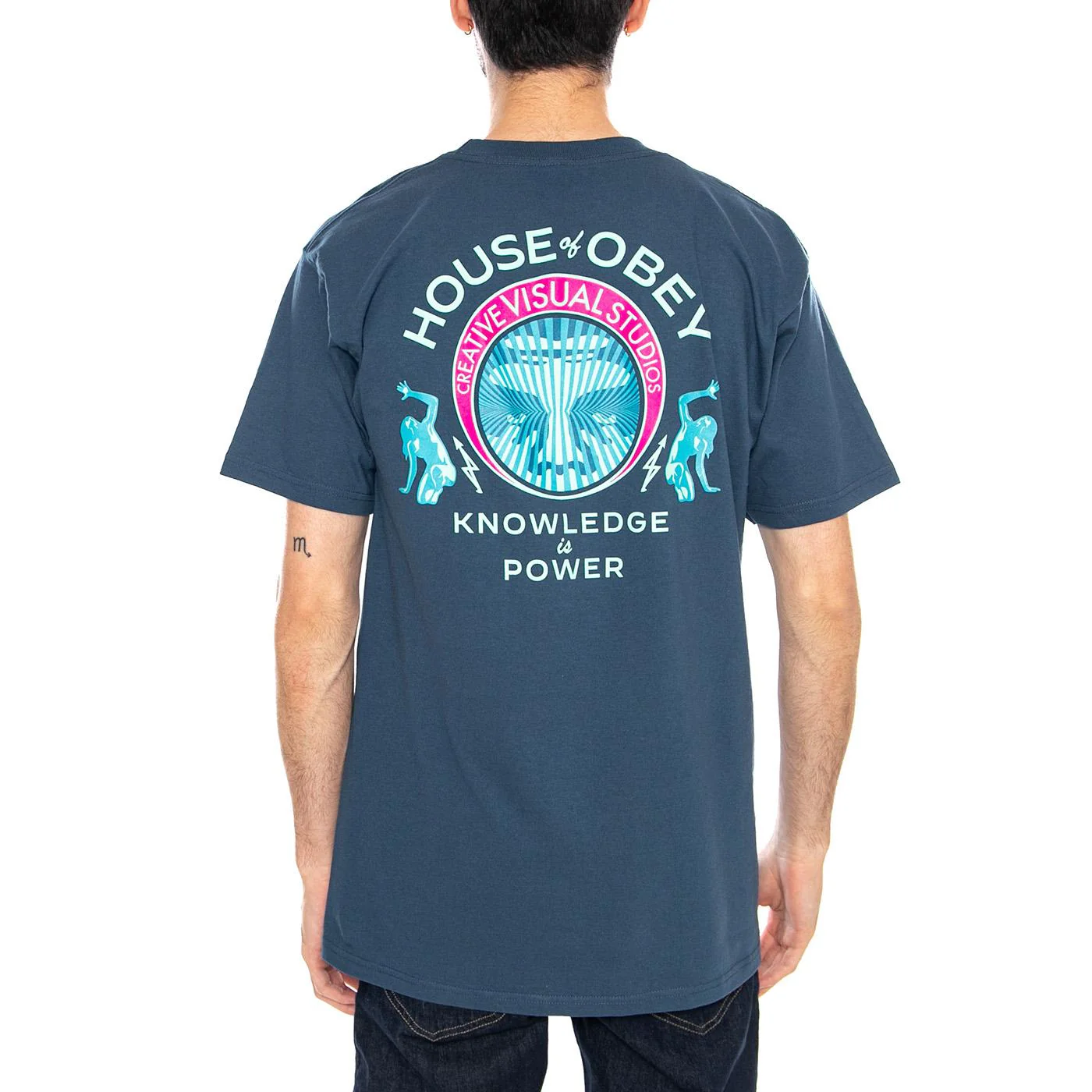 OBEY KNOWLEDGE IS POWER TEE Harbour Blue - Maglietta Girocollo Uomo Blu  Uomo OBEY - Image 3