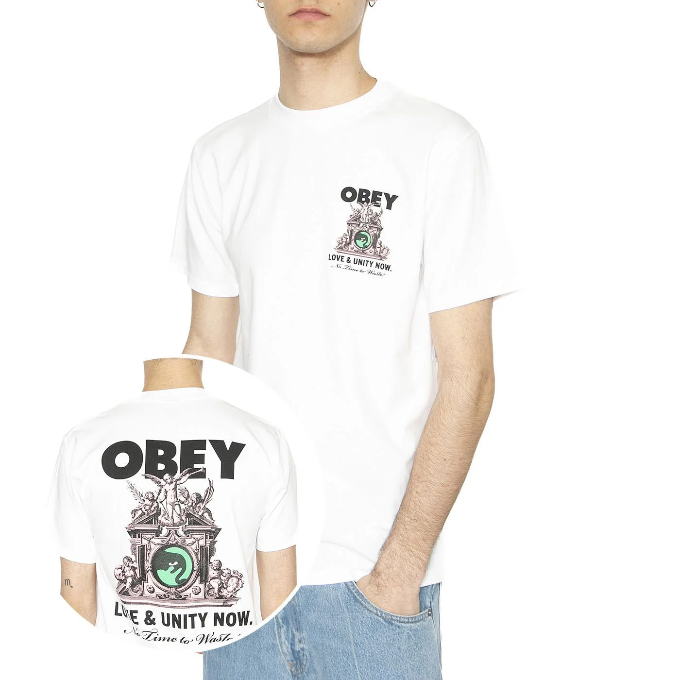 Obey Love & Unity Now Tee White - Maglietta Girocollo Uomo Bianca Uomo OBEY
