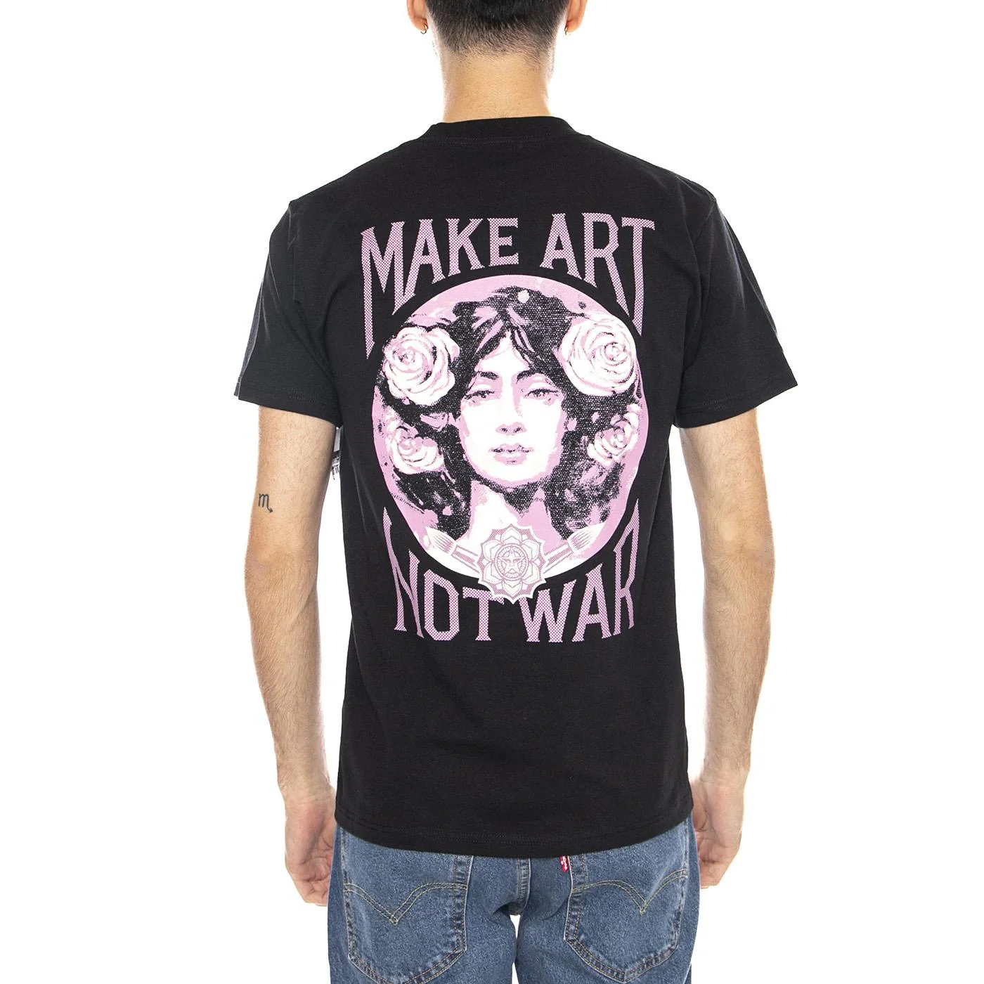 Obey Make Art Not War Tee -- Maglietta Girocollo Uomo Nera Uomo OBEY - Image 3
