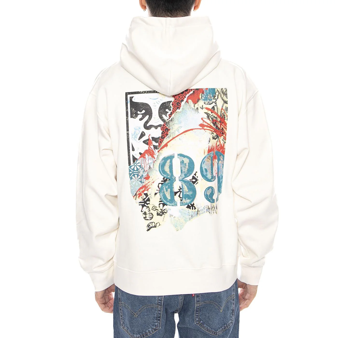 OBEY Quarter Icon Fleece -- Felpa con Cappuccio Uomo Beige / Moonstruck  Uomo OBEY - Image 3