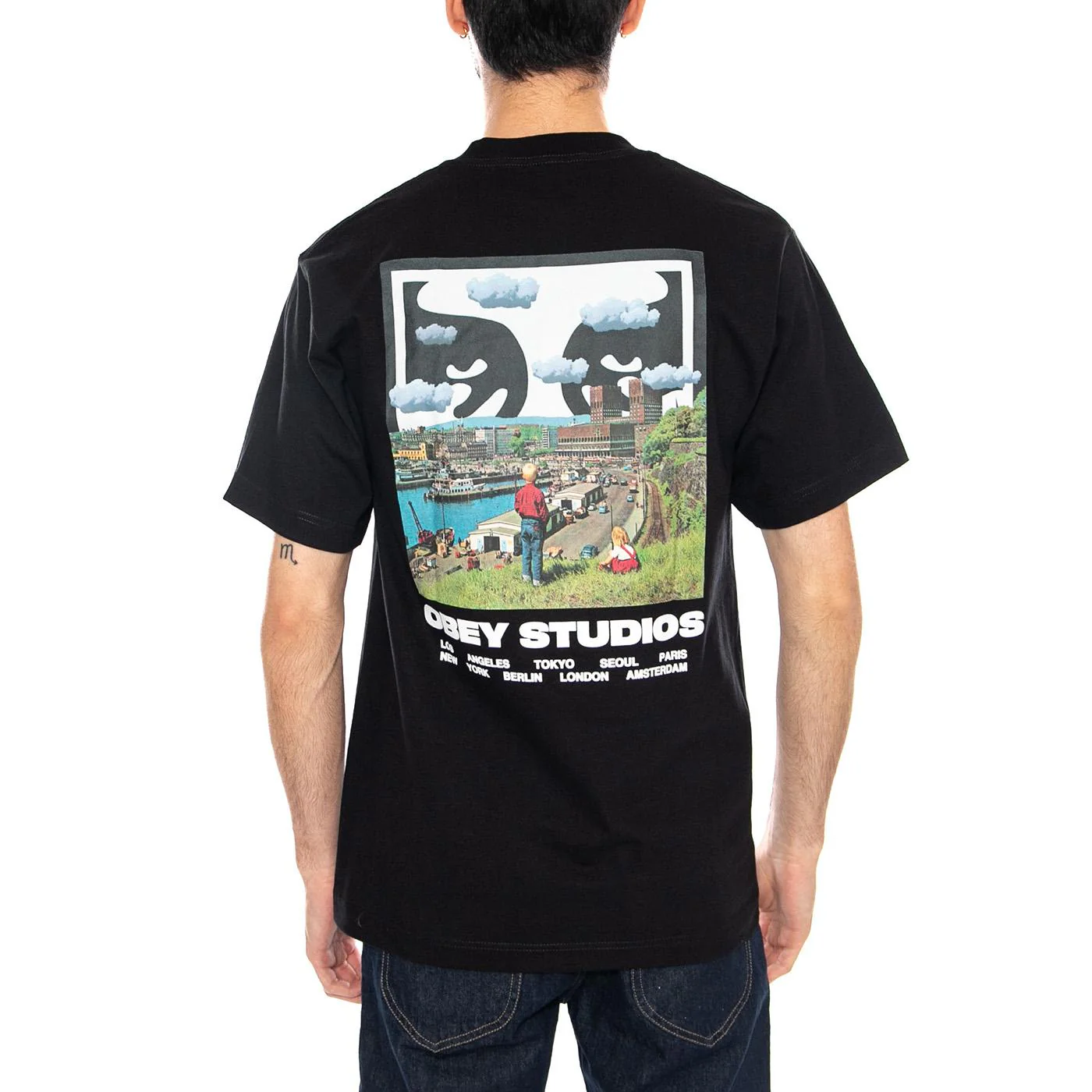 OBEY SKY FACE TEE - Maglietta Girocollo Uomo Nera Uomo OBEY - Image 3