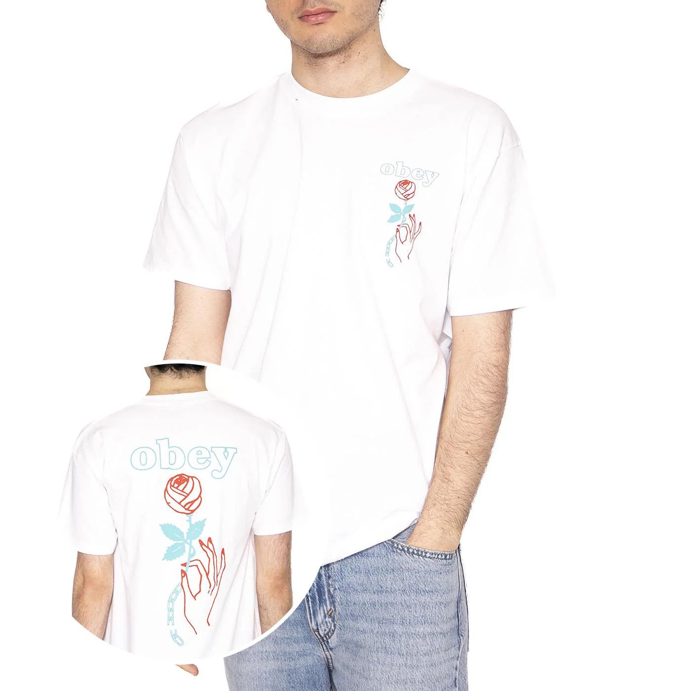 Obey Spring Forth Tee White - Maglietta Girocollo Uomo Bianca Uomo OBEY