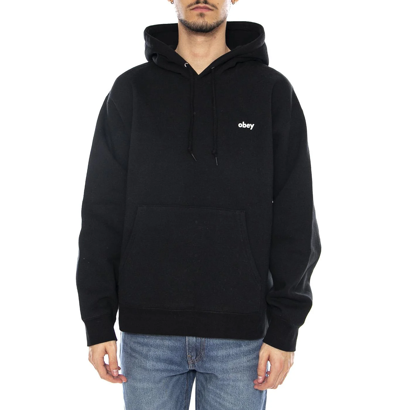 Obey Studios Icon Fleece Black -- Felpa Girocollo Uomo Nera  Uomo OBEY - Image 2