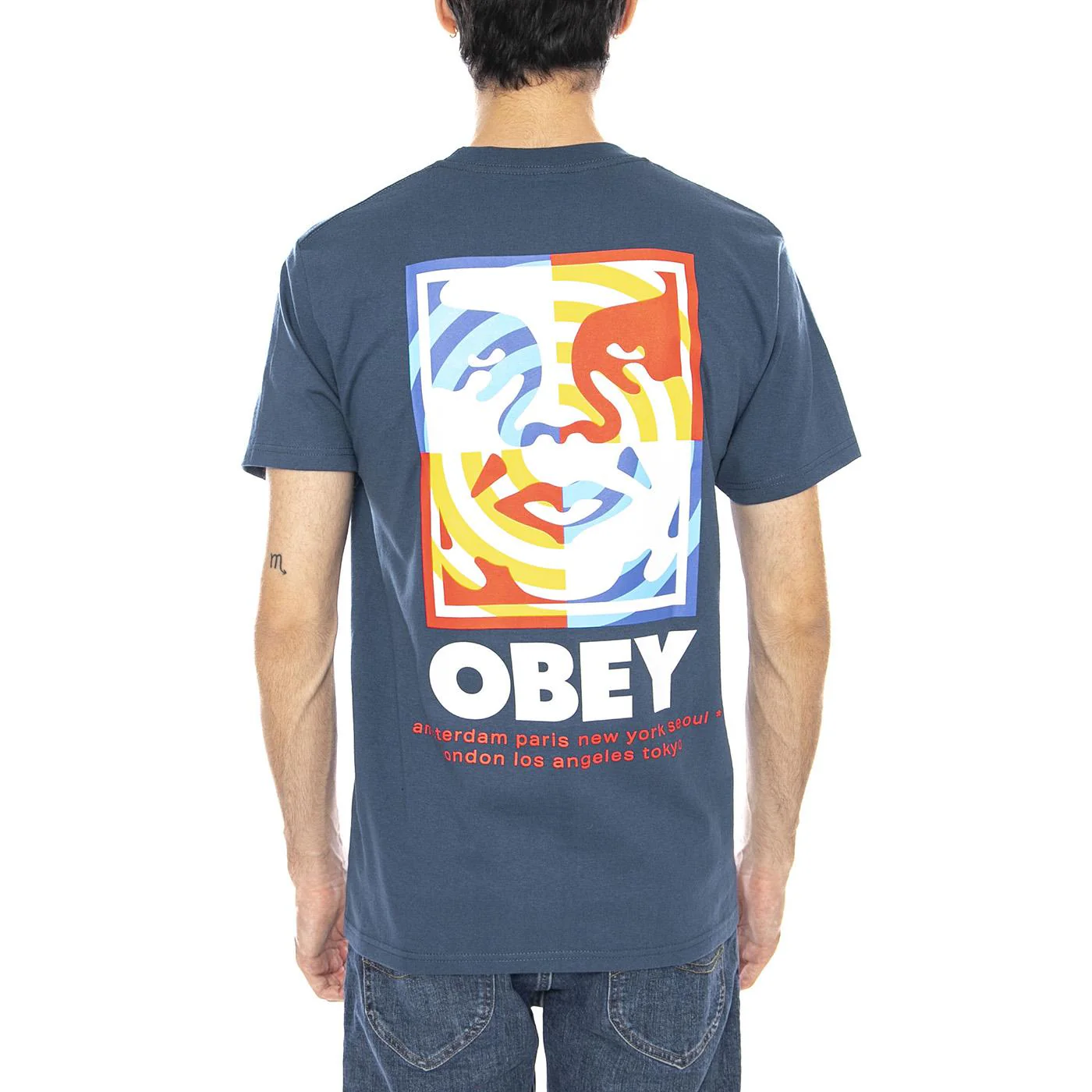Obey Target Icon Tee Harbor Blue - Maglietta Girocollo Uomo Blu  Uomo OBEY - Image 3