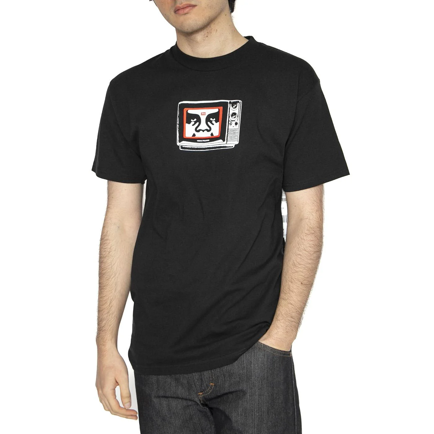 Obey TV Tee - Maglietta Girocollo Uomo Nera Uomo OBEY