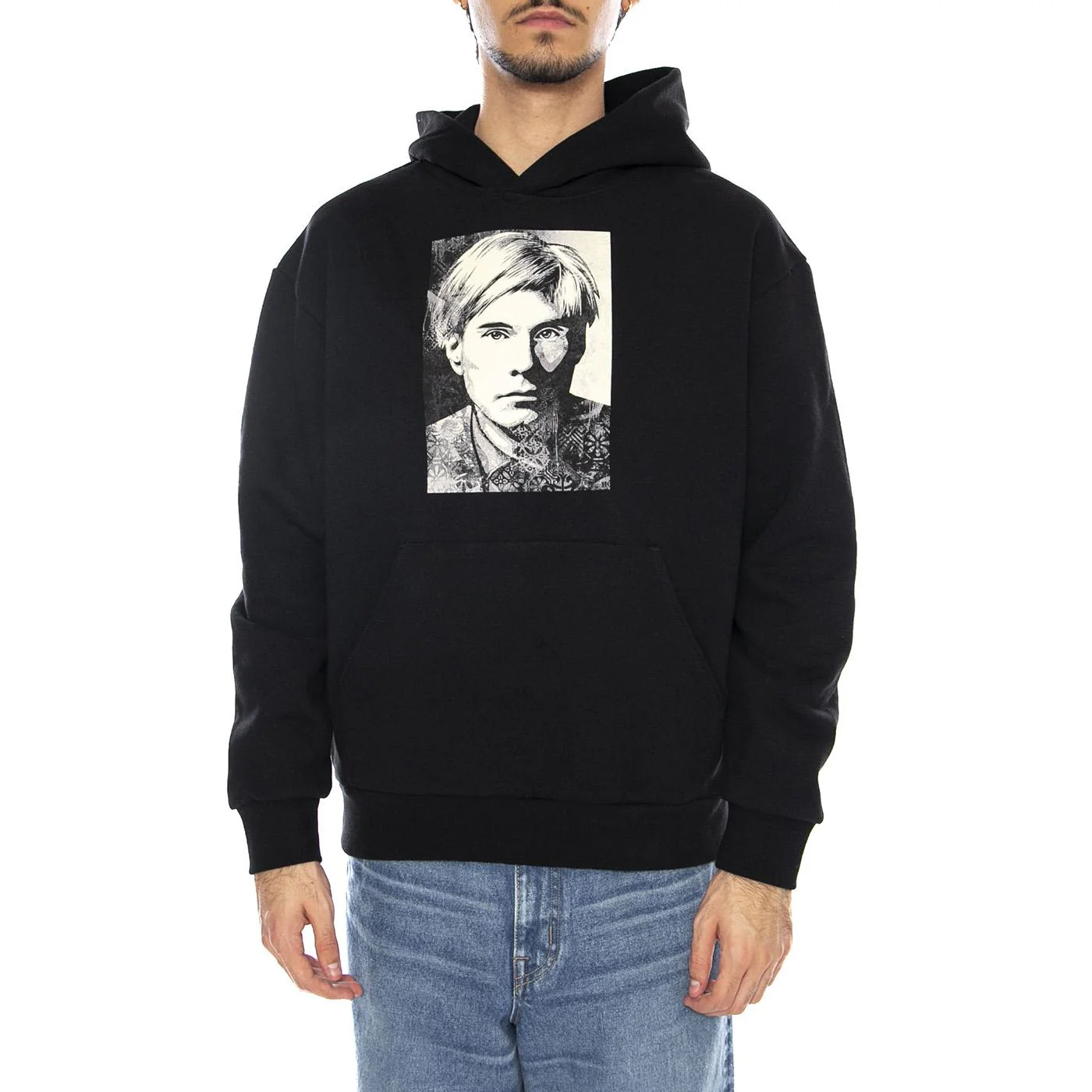 OBEY Warhole Fleece Black - Felpa con Cappuccio Uomo Nera  Uomo OBEY - Image 2