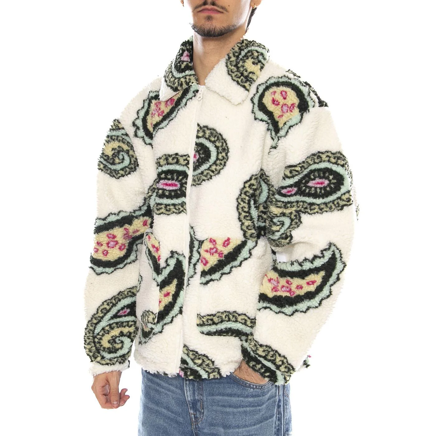 Paisley Sherpa Jakcet Unbleahed Multi - Giacca Uomo Paisley Multicolore Uomo OBEY