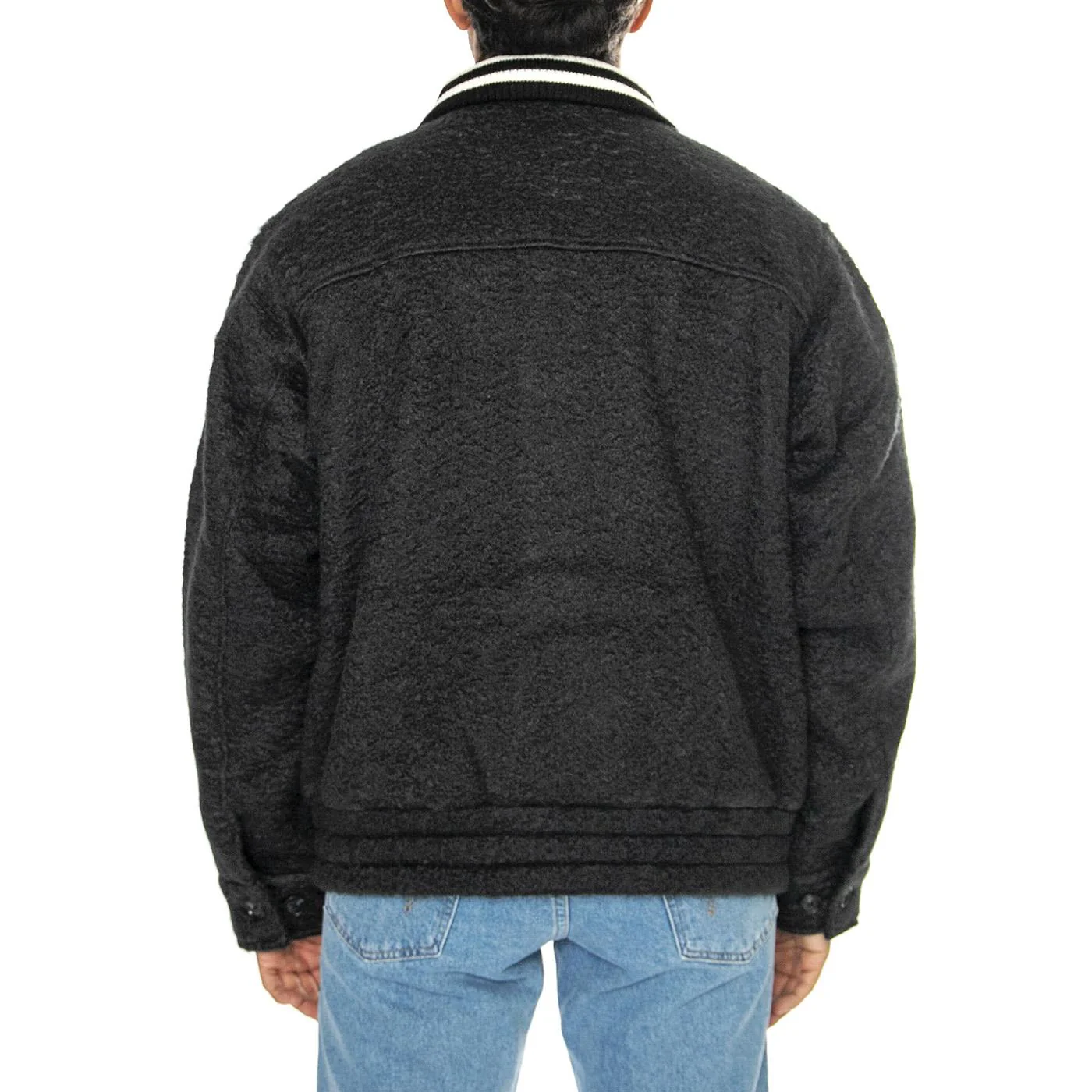 SAUNDERS BLOUSON JACKET BLACK - Giacca Varsity Uomo Nera Uomo OBEY - Image 3