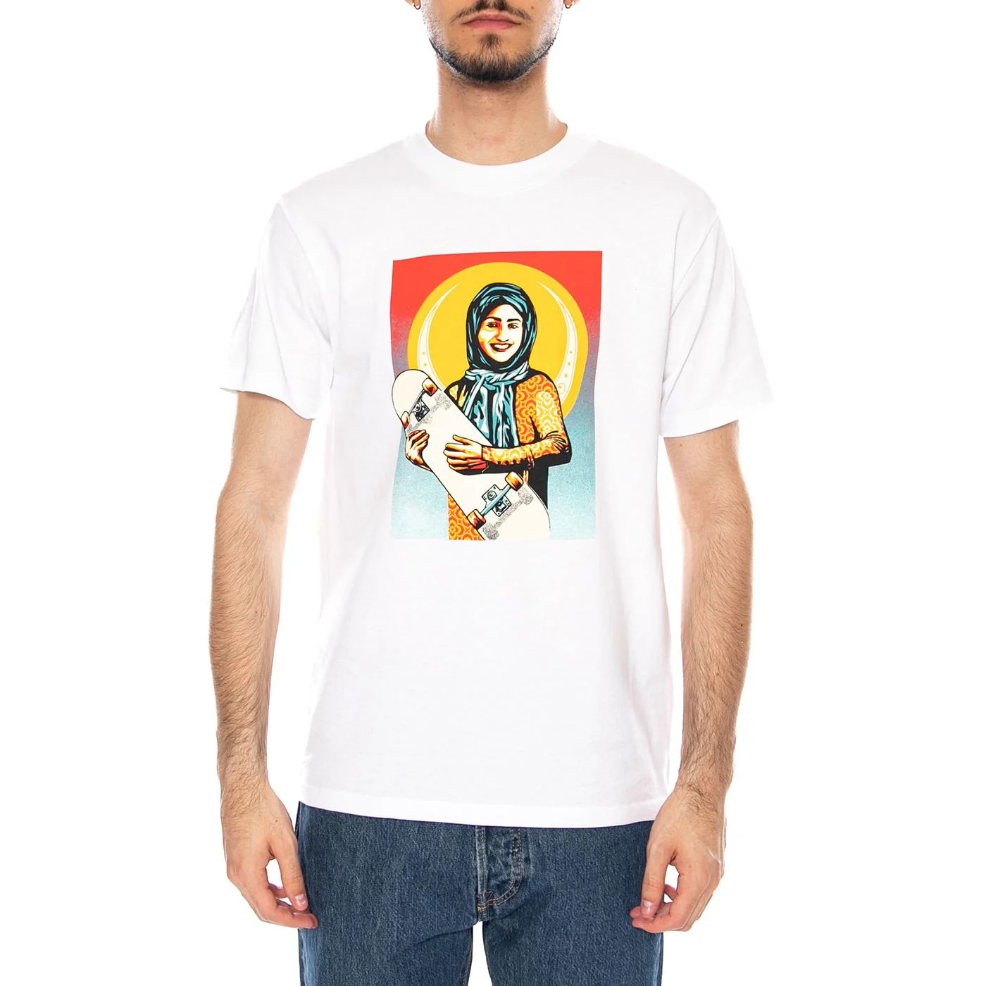 SKATEISTAN / OBEY TEE - Maglietta Girocollo Uomo Bianca Uomo OBEY - Image 2