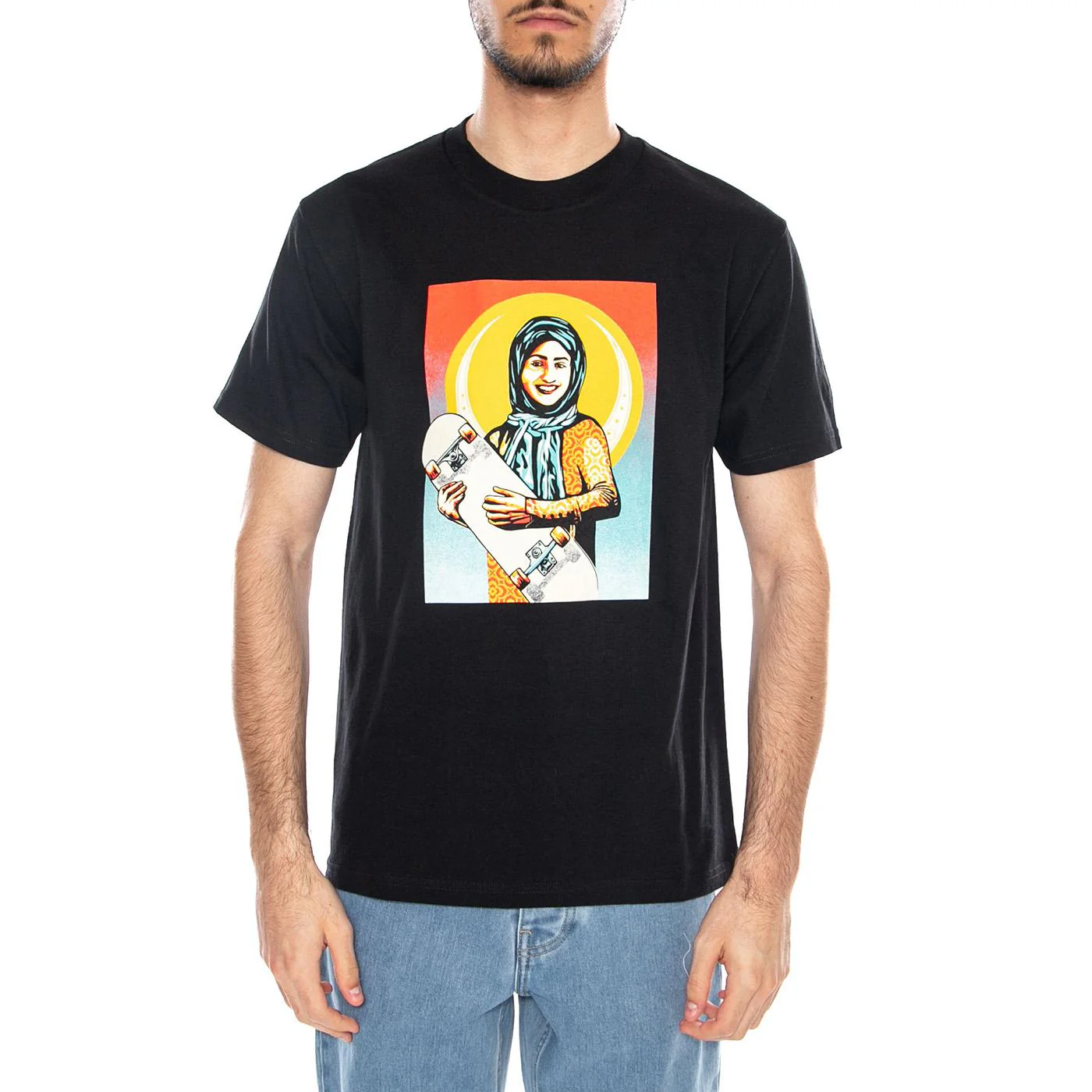 Skateistan / Obey Tee - Maglietta Girocollo Uomo Nera Uomo OBEY - Image 2
