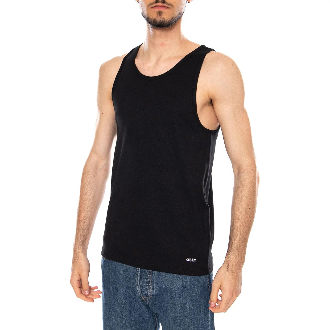 STANDARD RIB TANK 2 PACK BLACK - Set da Due Canotte Uomo Nere Uomo OBEY