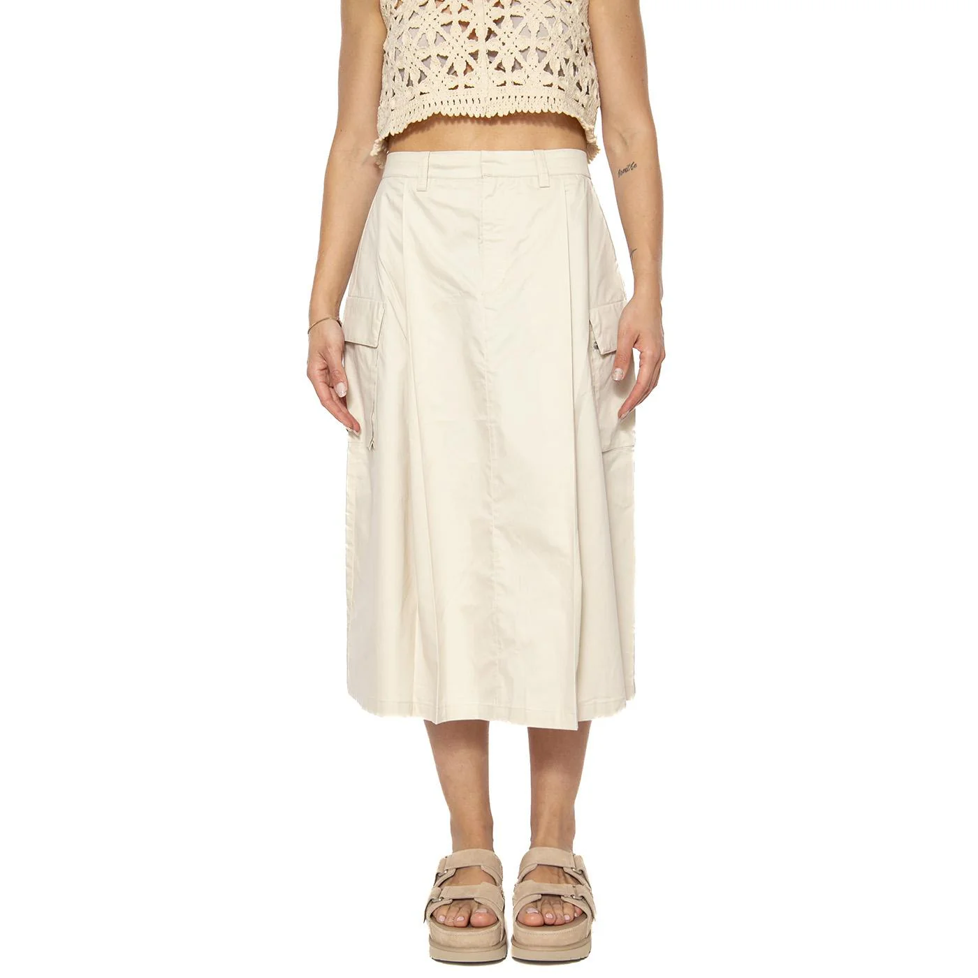 Surface Cargo Skirt Silver Birch - Gonna Beige Donna OBEY - Image 2