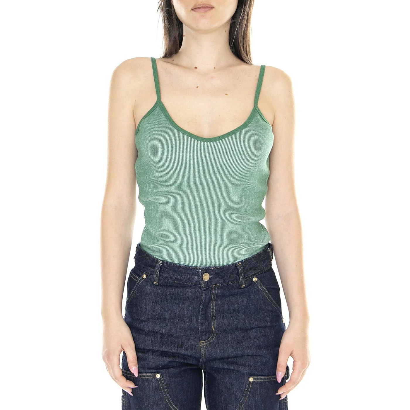 W' Eva Cropped Tank Palm Leaf Multi - Canotta Donna Verde Donna OBEY - Image 2