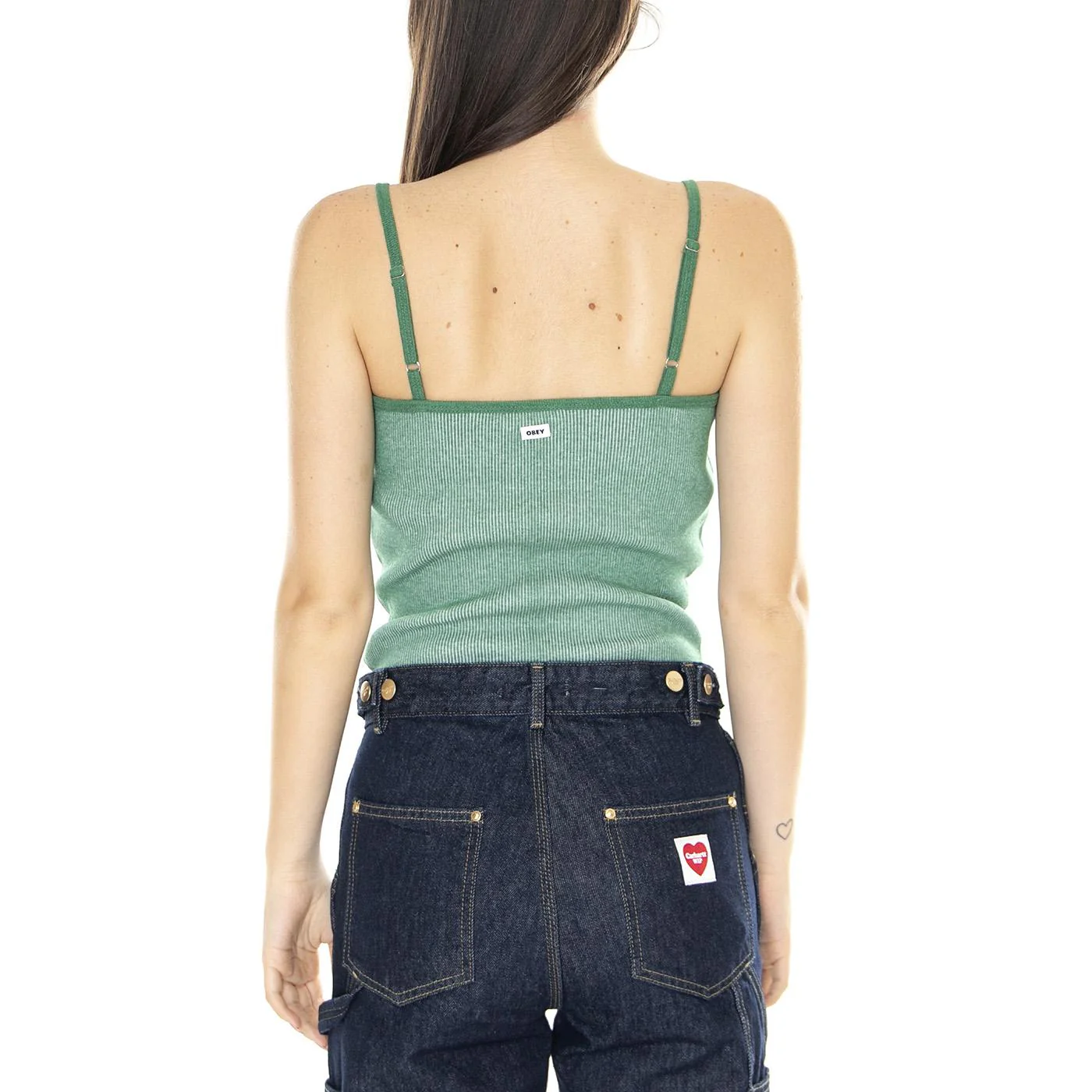 W' Eva Cropped Tank Palm Leaf Multi - Canotta Donna Verde Donna OBEY - Image 3
