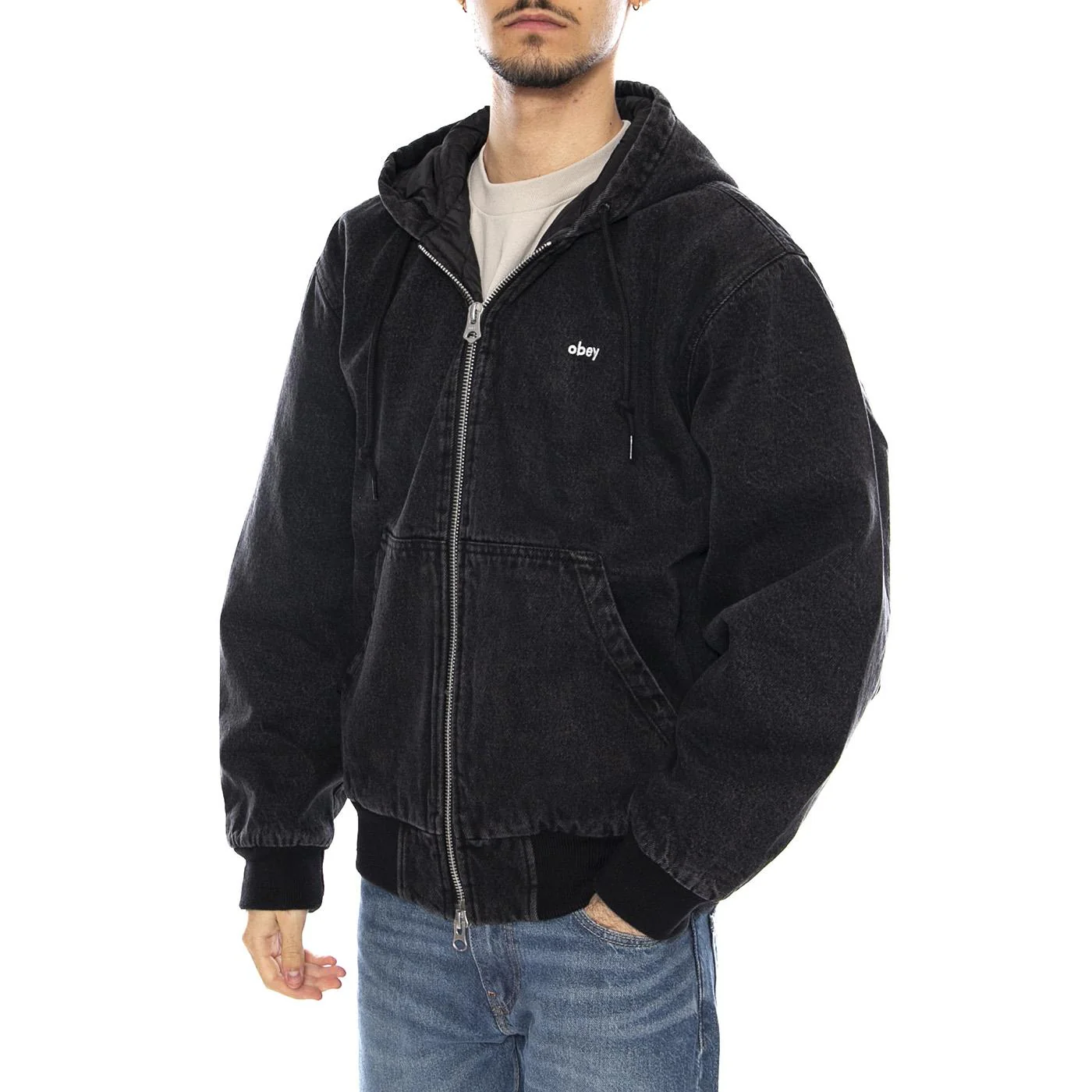 Wiltern Zip Up Hood Jacket -- Felpa con Cappuccio Uomo Nera Uomo OBEY