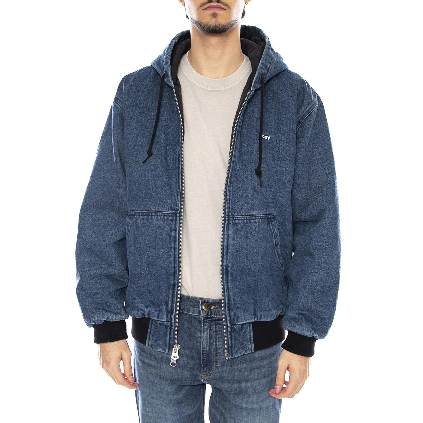 Wiltern Zip Up Hood Jacket Stone Wash Blue - Giacca con Cappuccio Uomo Blu  Uomo OBEY - Image 2