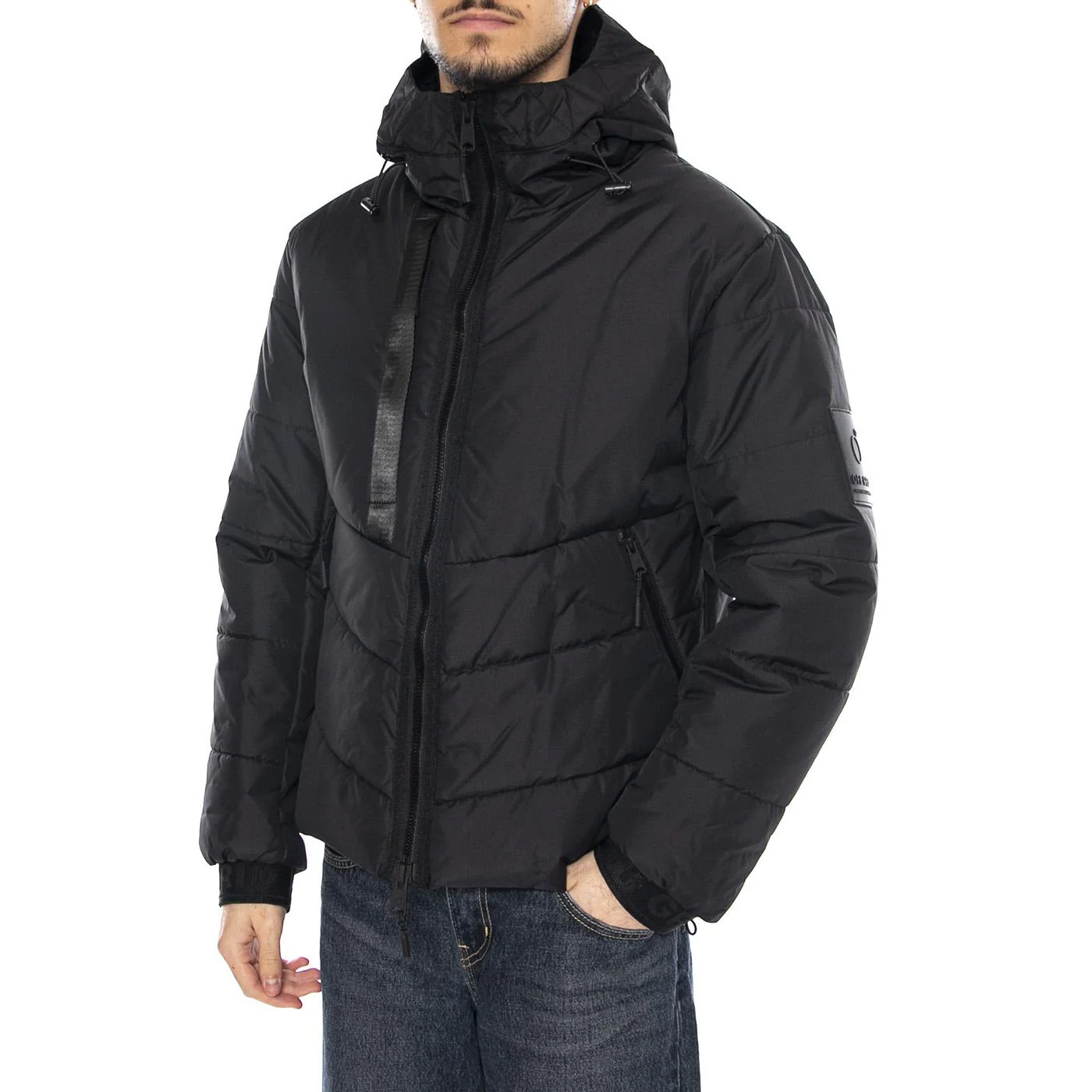 Muster Padding Jacket Black - Giacca con Cappuccio Uomo Nera Uomo OFF GRID