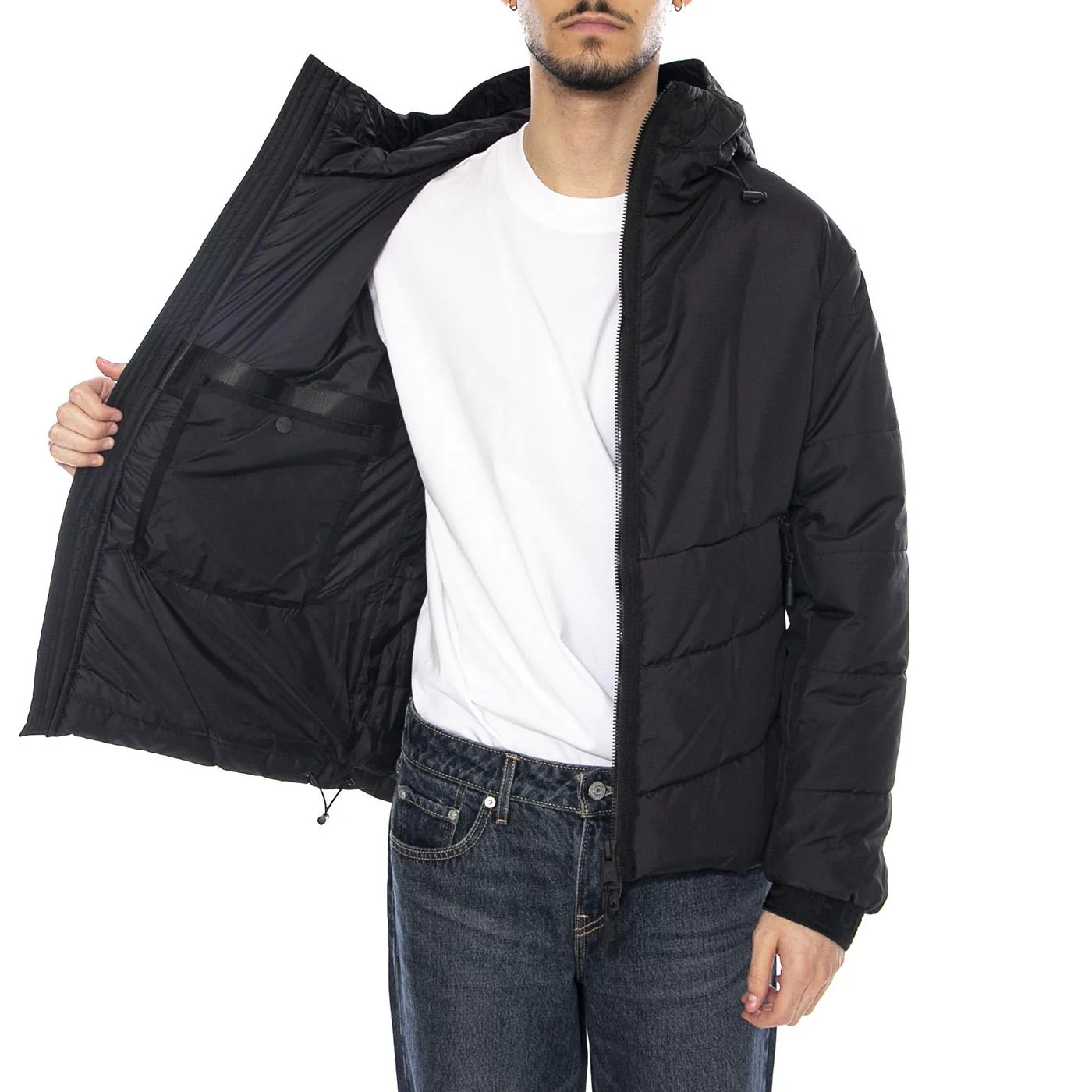 Muster Padding Jacket Black - Giacca con Cappuccio Uomo Nera Uomo OFF GRID - Image 4