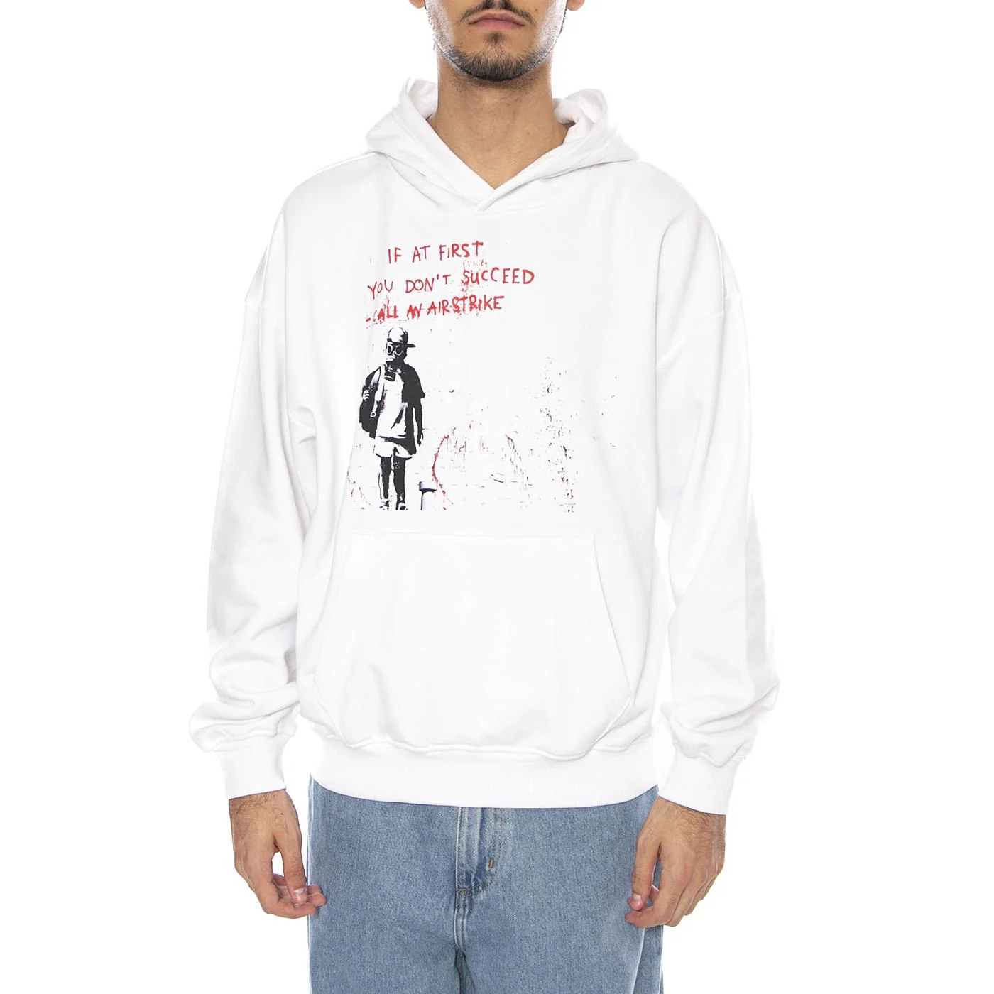 BANKSY VTG Hoodie VD Bright White Airstrike - Felpa con Cappuccio Uomo Bianca Uomo ONLY & SONS - Image 2