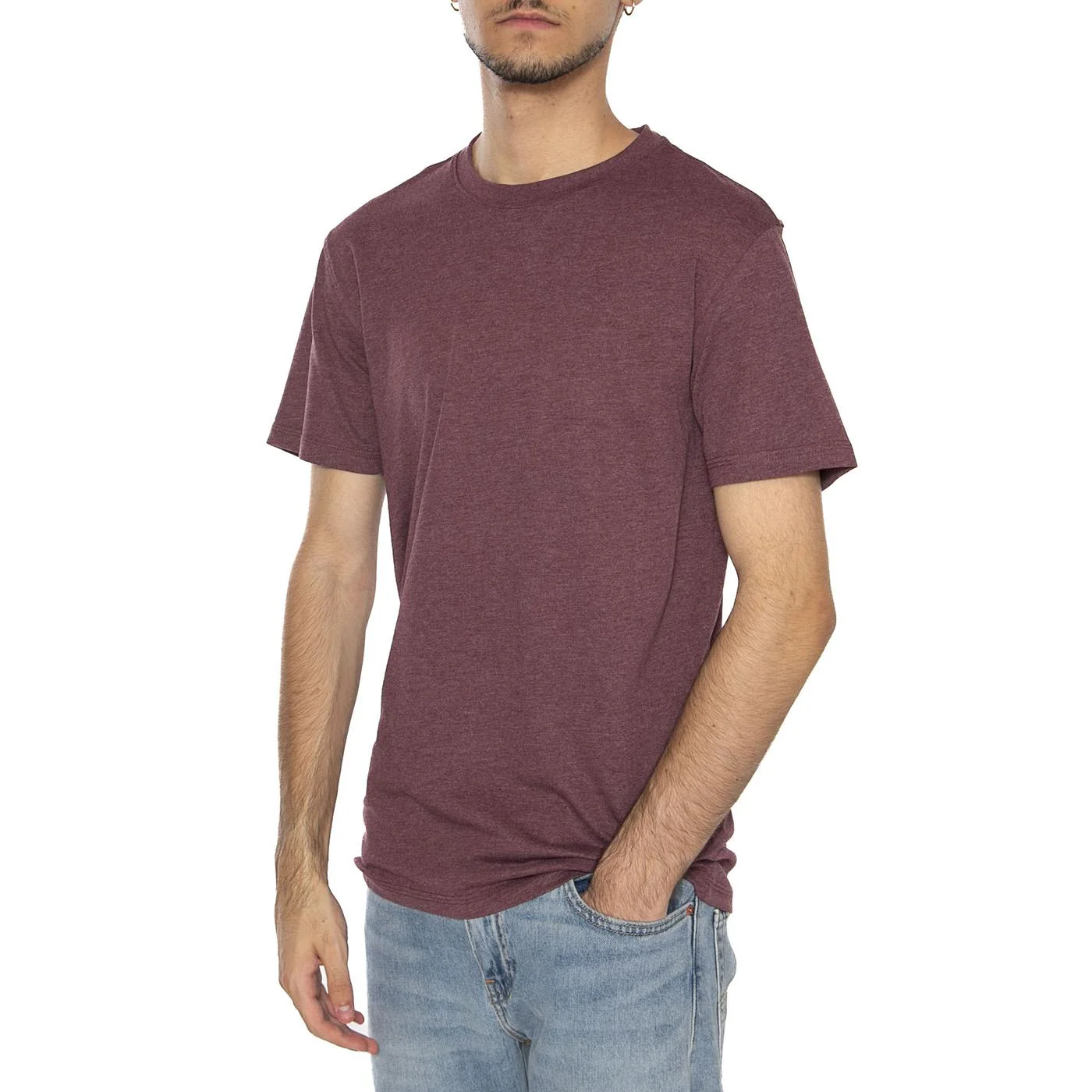 Max Life SS Stitch Tee Noos Port Royale Melange - Maglietta Girocollo Uomo Bordeaux Uomo ONLY & SONS - Image 2
