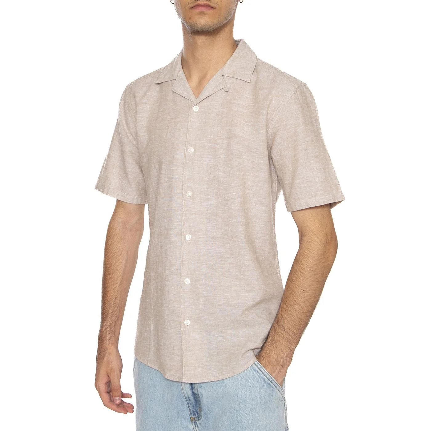 Onscaiden Life Solid Resort Beige - Camicia Mancihe Corte Uomo Beige Uomo ONLY & SONS