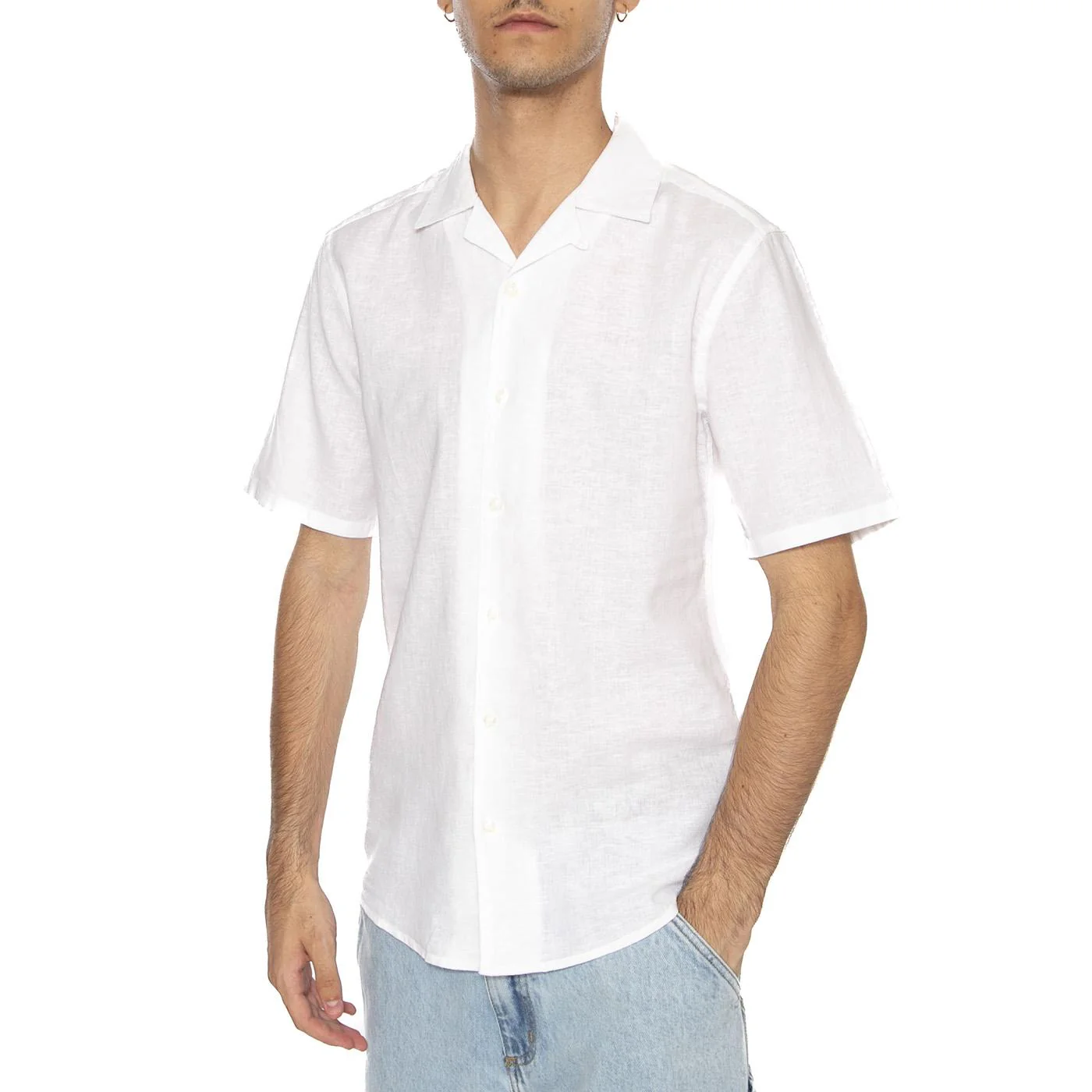 Onscaiden Life Solid Resort White - Camicia Mancihe Corte Uomo Bianca Uomo ONLY & SONS