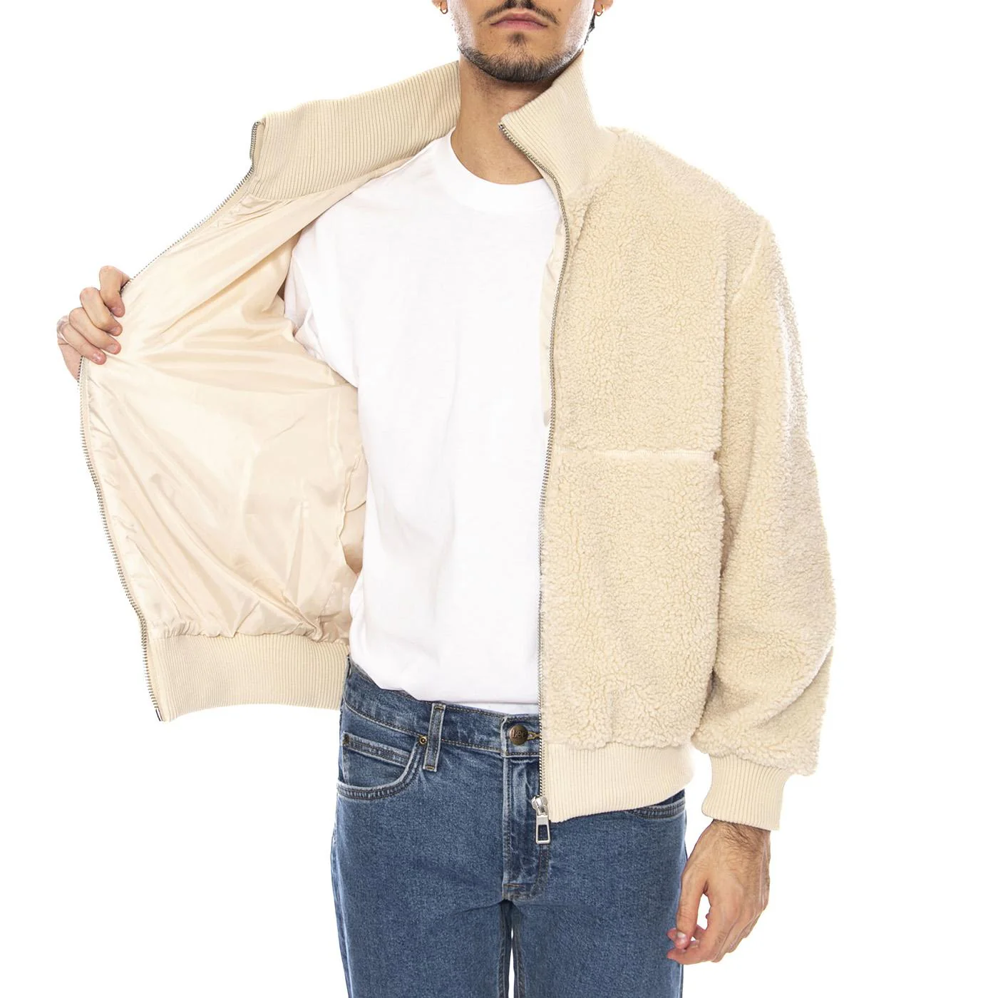 Ray Sherpa Jacket OTW Silver Lining - Giacca Uomo Ecru Uomo ONLY & SONS - Image 4