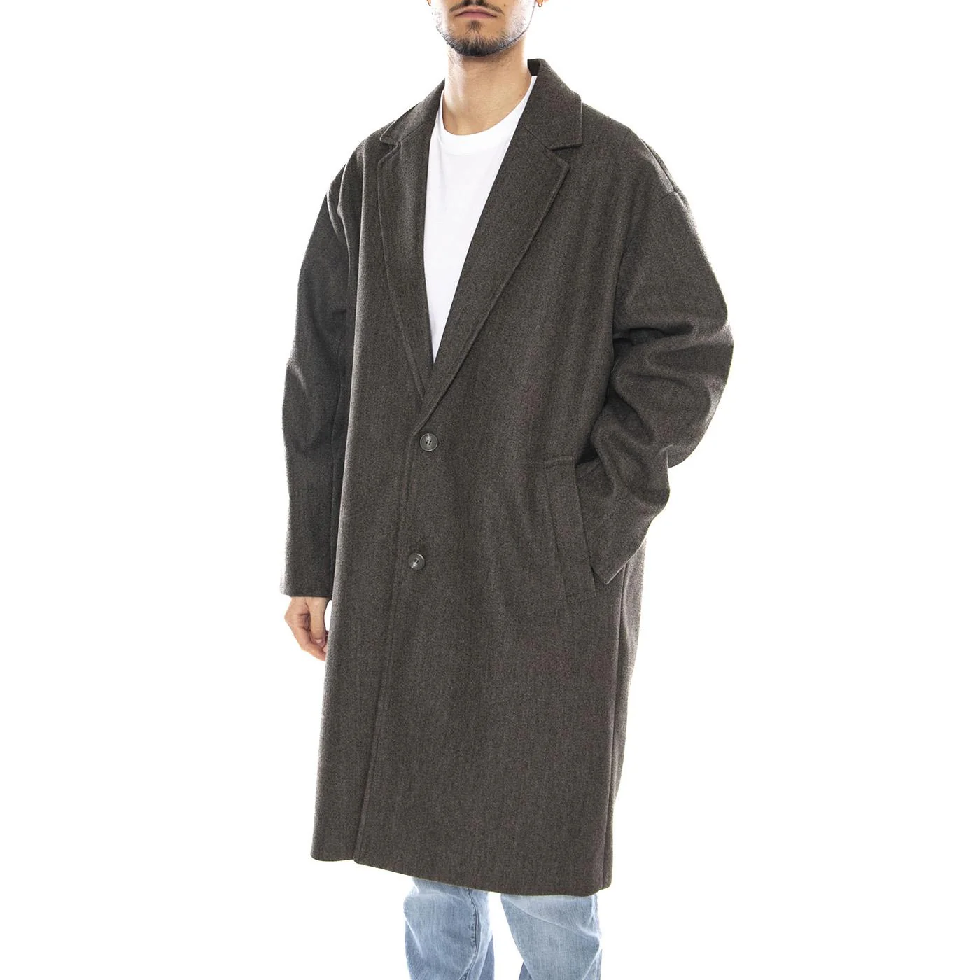 Worf Life Oversize Coat OTW -- Cappotto Uomo Bungee Cord Melange Velluto Uomo ONLY & SONS