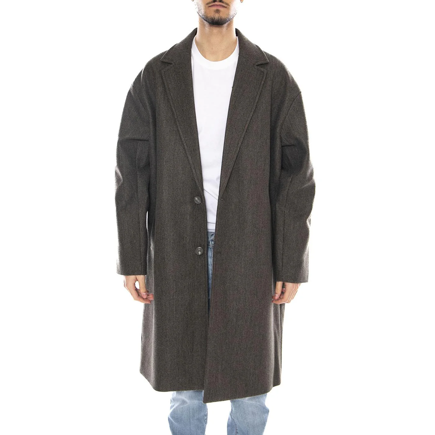 Worf Life Oversize Coat OTW -- Cappotto Uomo Bungee Cord Melange Velluto Uomo ONLY & SONS - Image 2