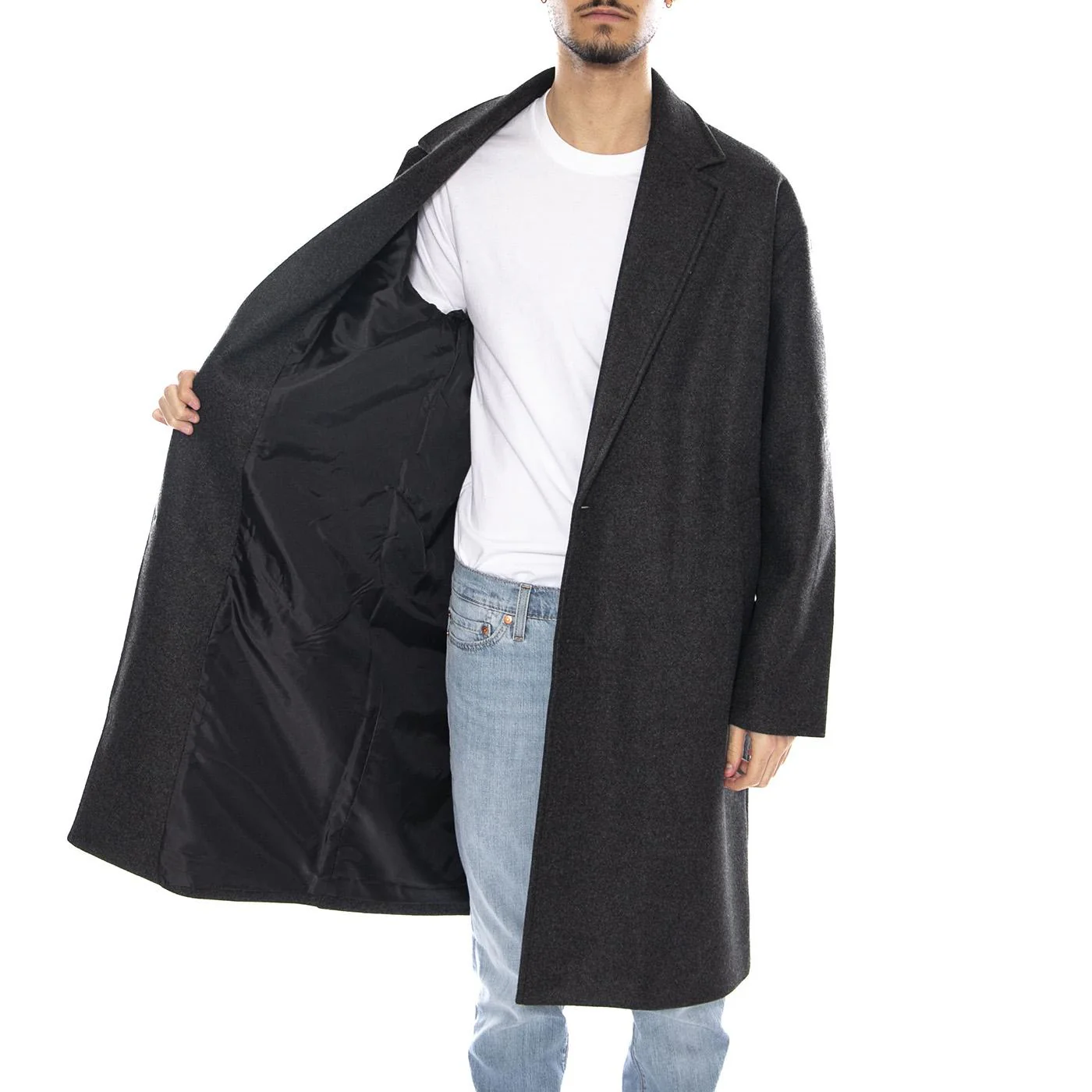 Worf Life Oversize Coat OTW -- Cappotto Uomo Nero Uomo ONLY & SONS - Image 4