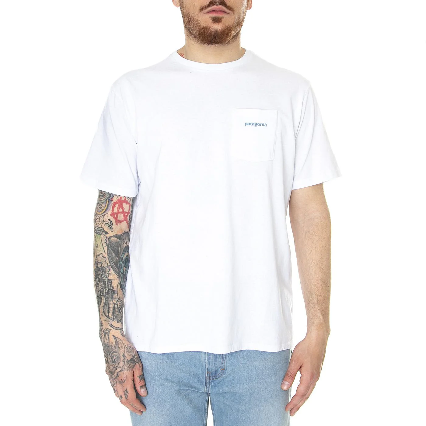 M's Boardshort Logo Pocket Responsibili-Tee White - Maglietta Girocollo Uomo Bianca Uomo PATAGONIA - Image 2