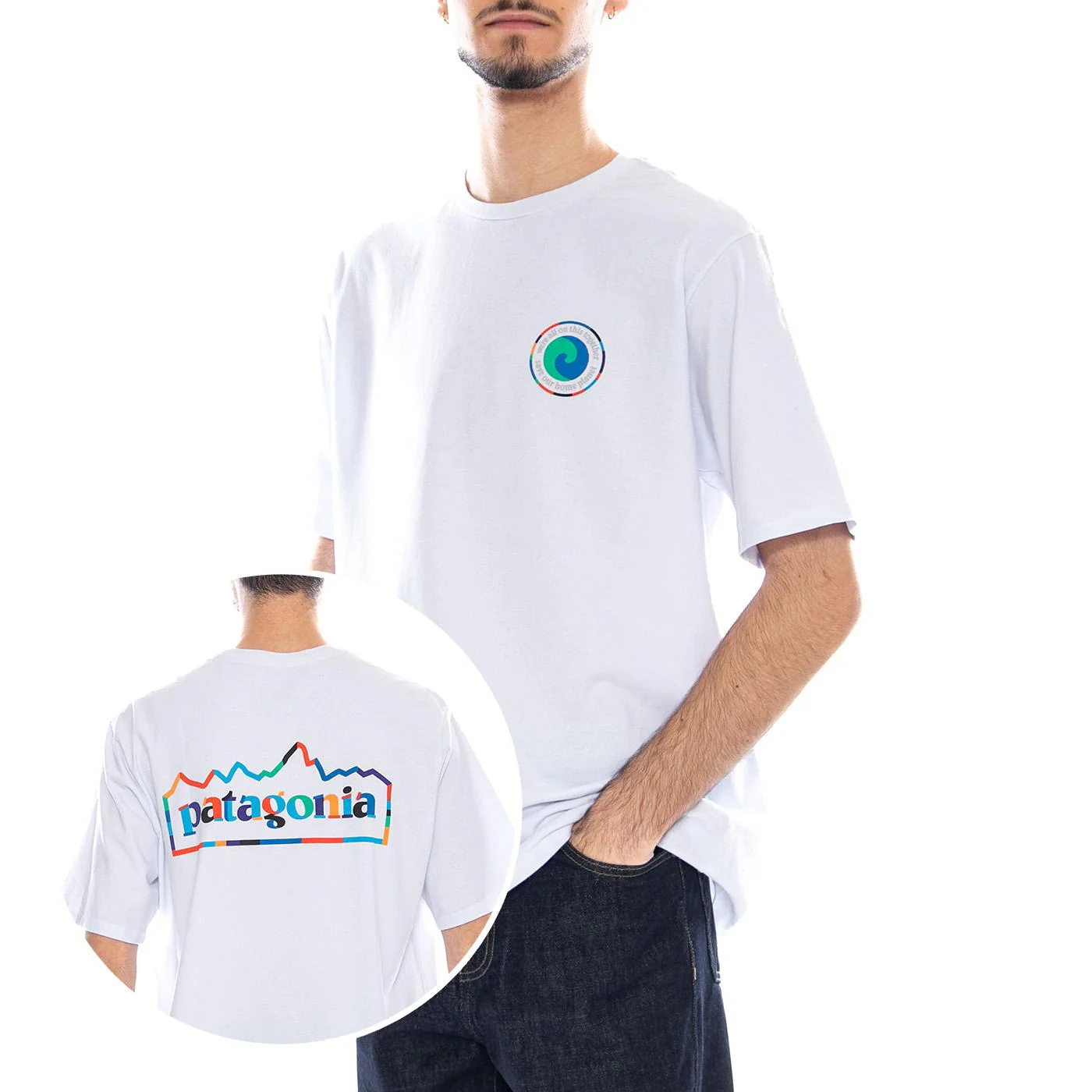 M's Unity Fitz Responsibili-Tee - Maglietta Girocollo Uomo Bianca  Uomo PATAGONIA