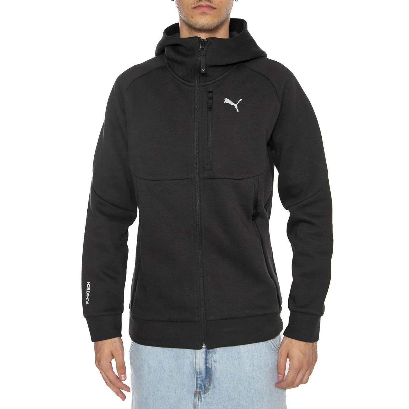 PUMA Tech Full-Zip Hoodie DK PUMA Black - Felpa Puma Nera Uomo PUMA - Image 3