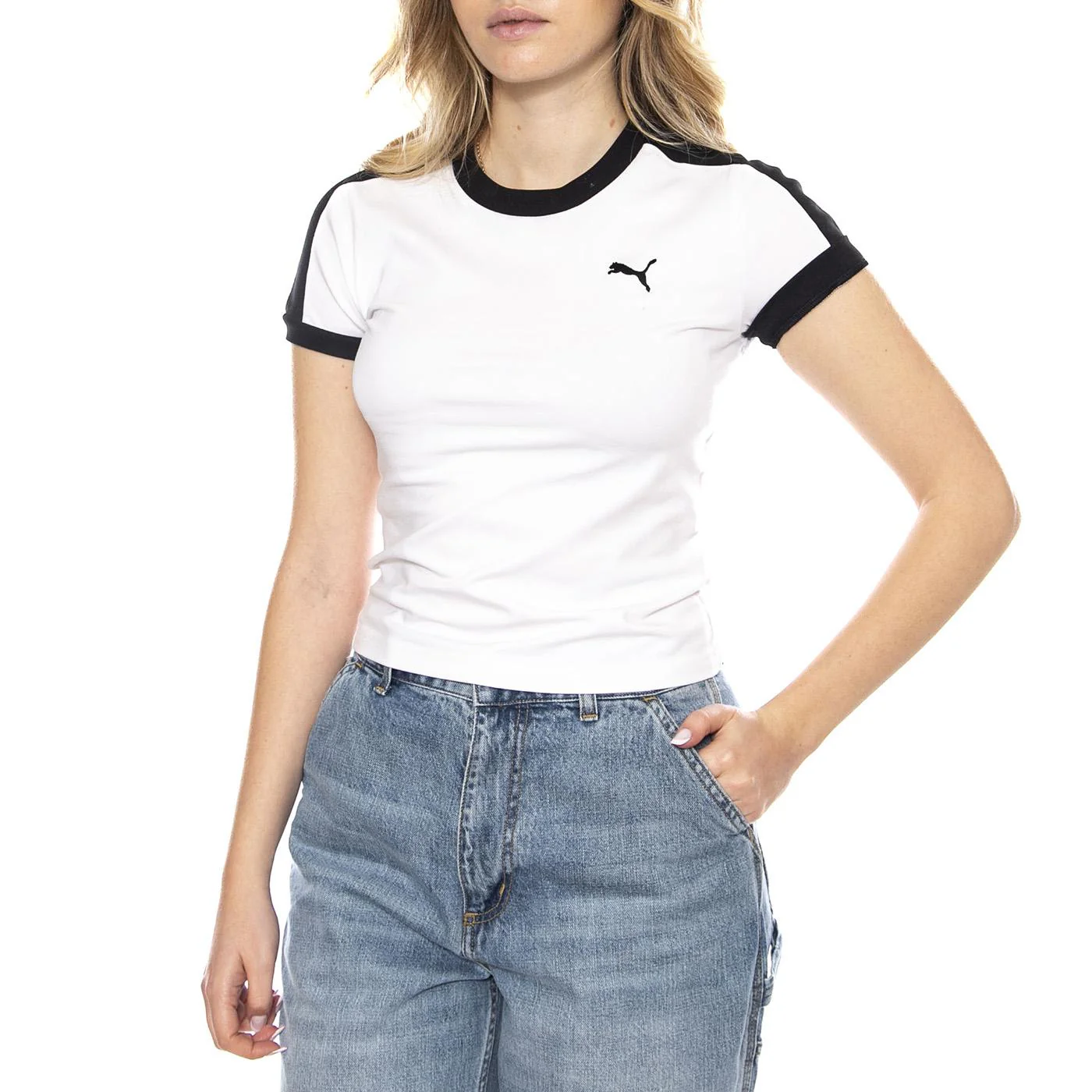 T7 Slim Tee -- Maglietta Donna Bianca Donna PUMA