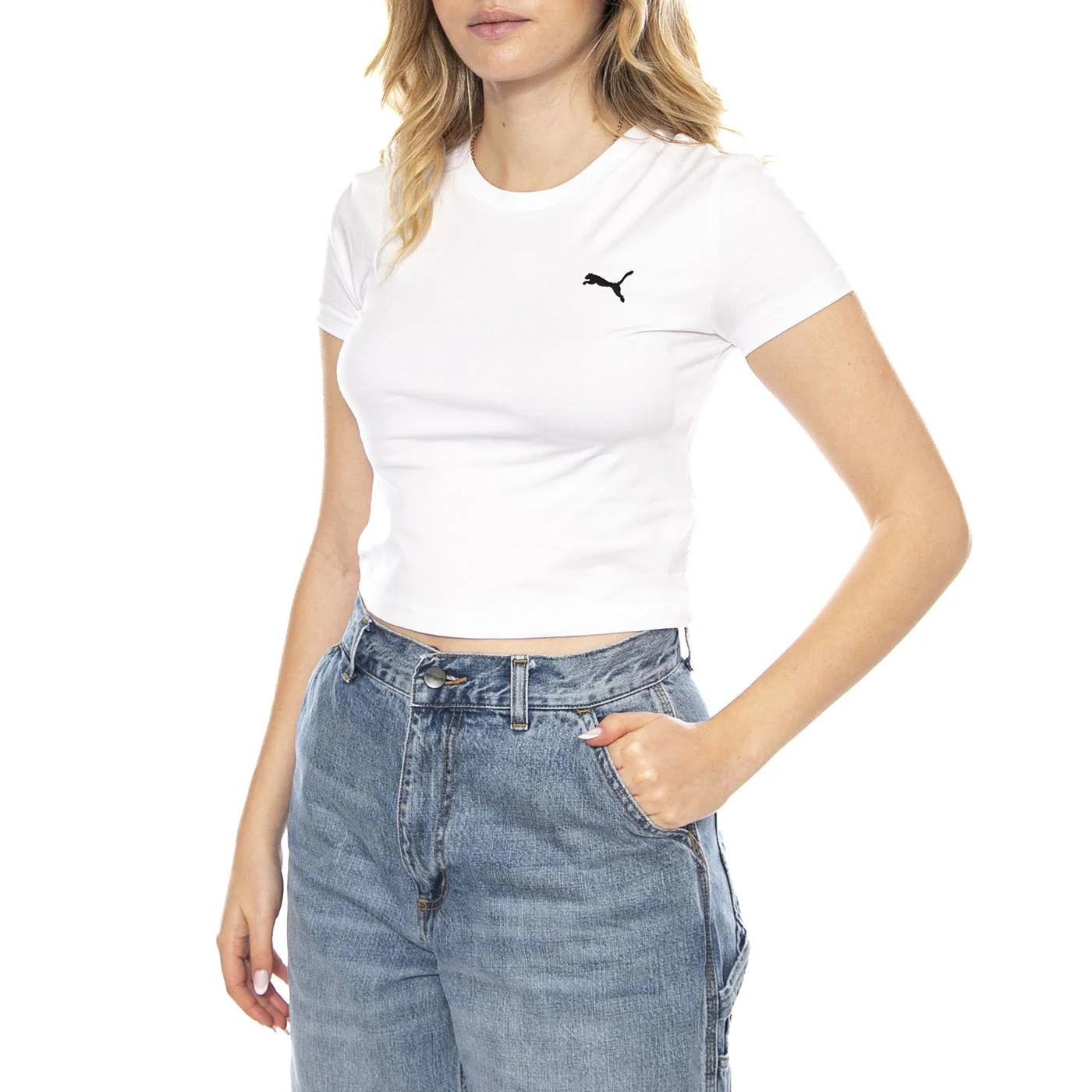 WARDROBE ESS Baby Tee -- Maglietta Donna Bianca Donna PUMA