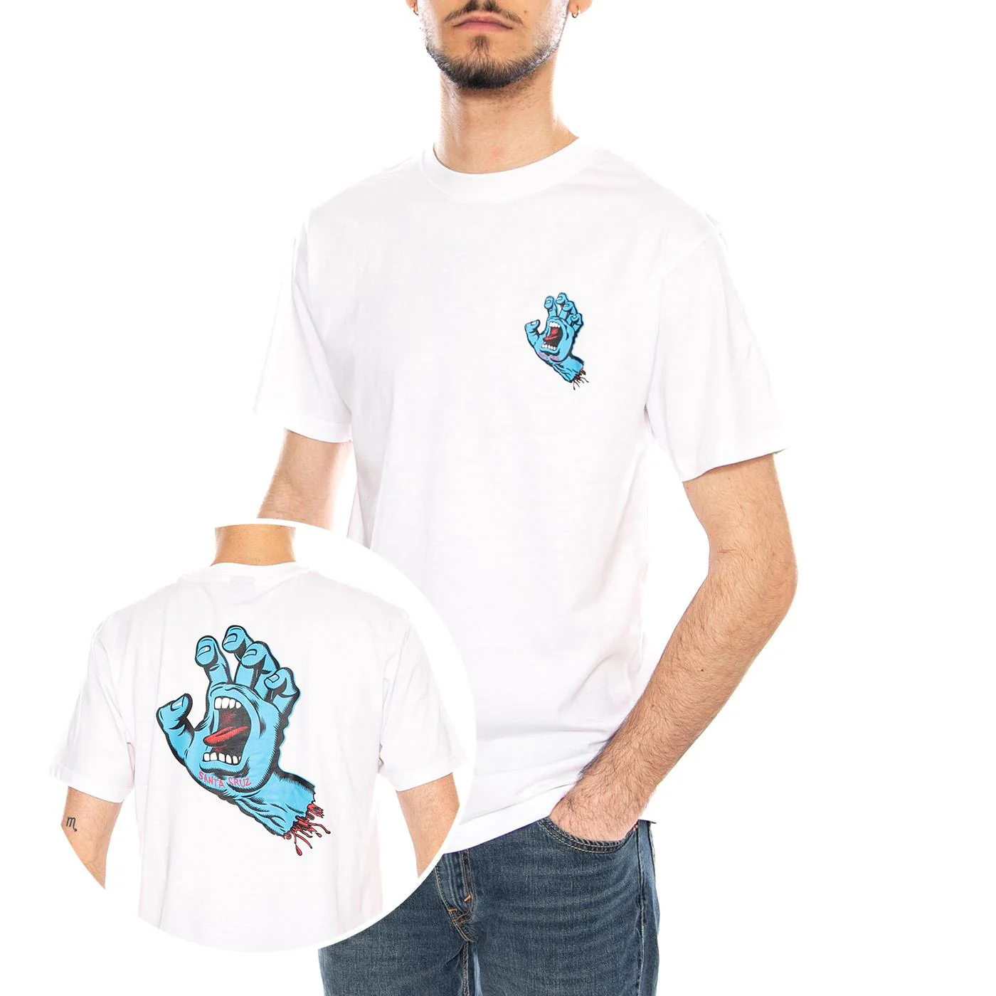 Screaming Hand White - Maglietta Girocollo Uomo Bianca Uomo SANTA CRUZ