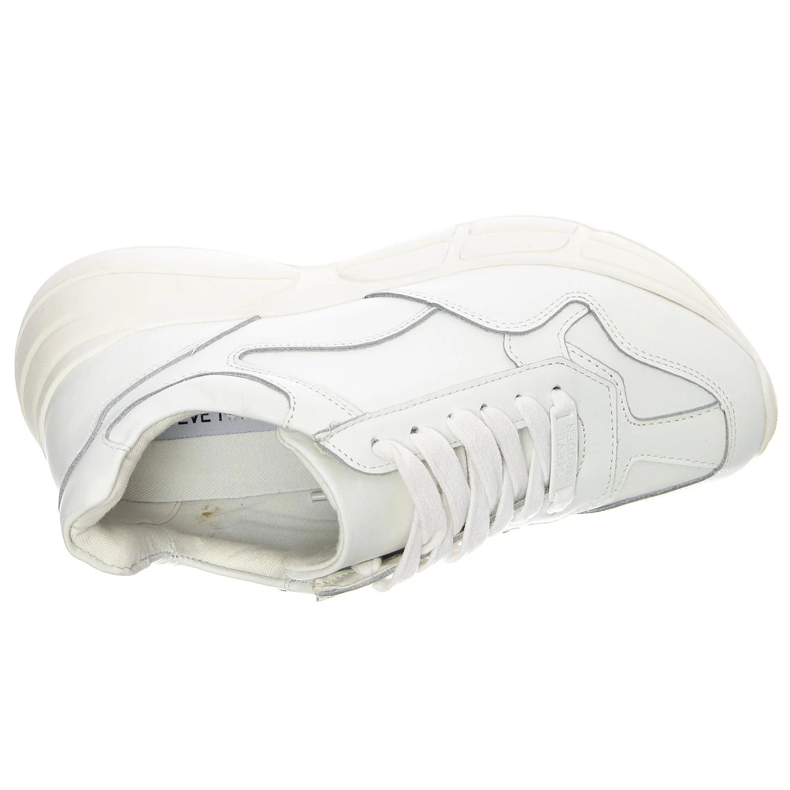 Womens Memory Shoes - White Leat - Scarpe Stringate Profilo Basso Donna Bianche  Donna STEVE MADDEN - Image 6