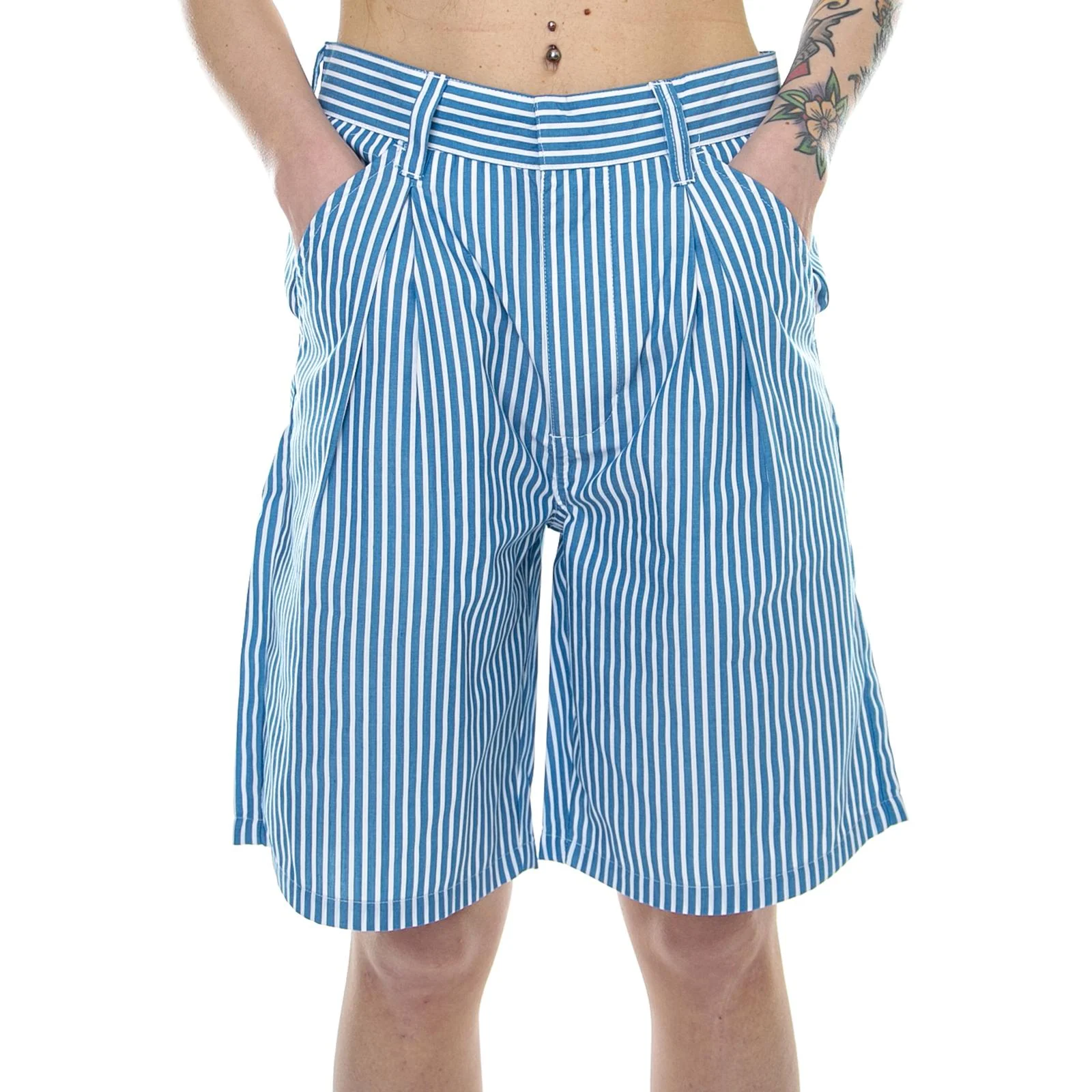 Doris Stripe Baggy Shorts - Blue Stripes - Bermuda Casual Donna Blu / Bianchi Donna STUSSY - Image 2