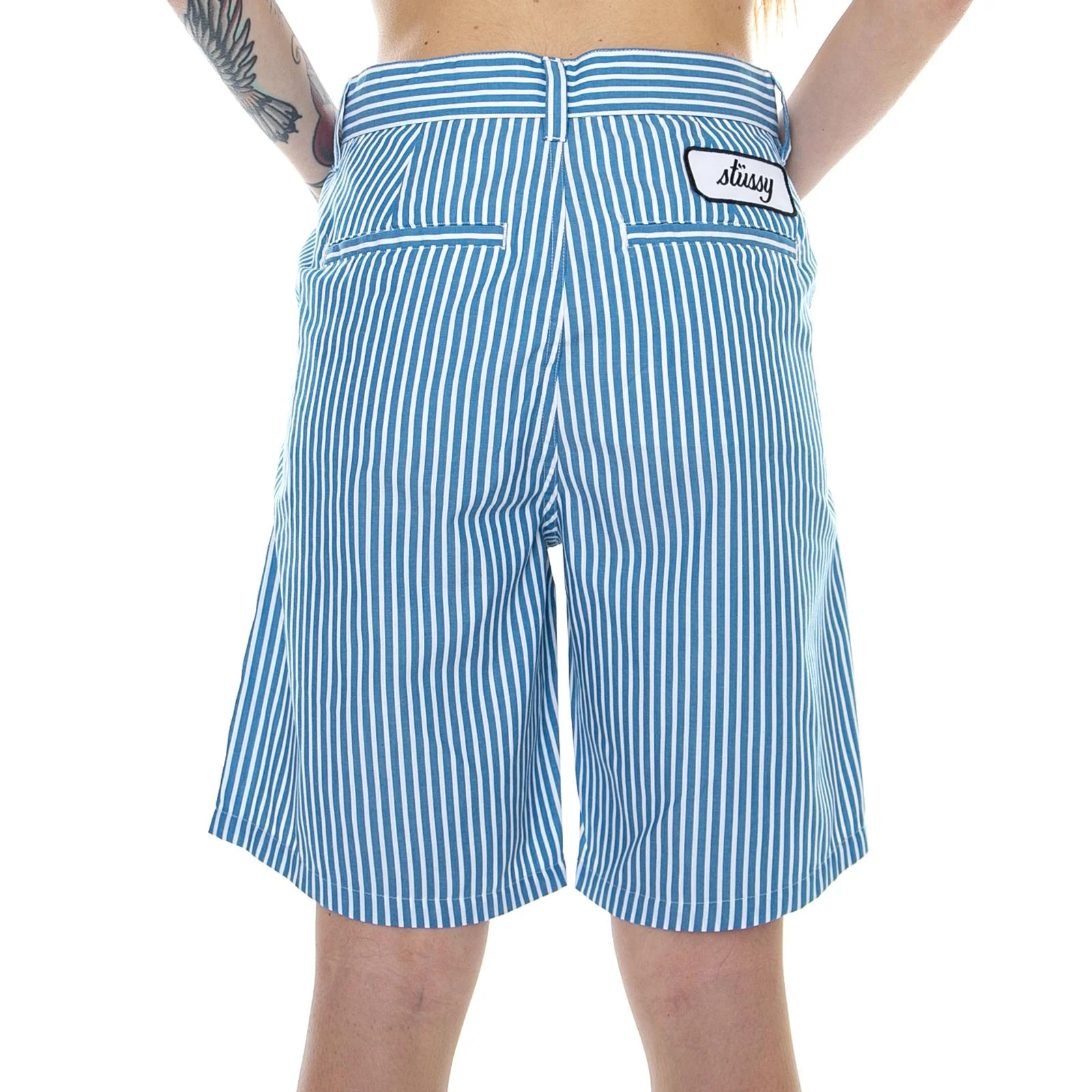 Doris Stripe Baggy Shorts - Blue Stripes - Bermuda Casual Donna Blu / Bianchi Donna STUSSY - Image 3