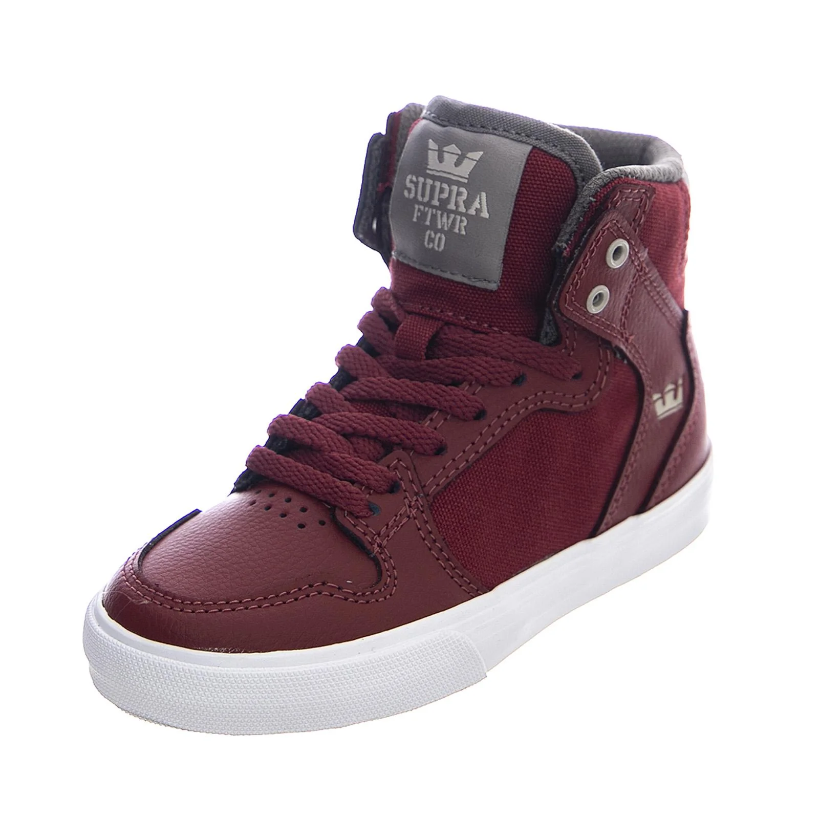 Kids Vaider Sneakers - Brick / White - Scarpe Stringate Profilo Alto Bambino Rosse / Bianche  Bambino SUPRA