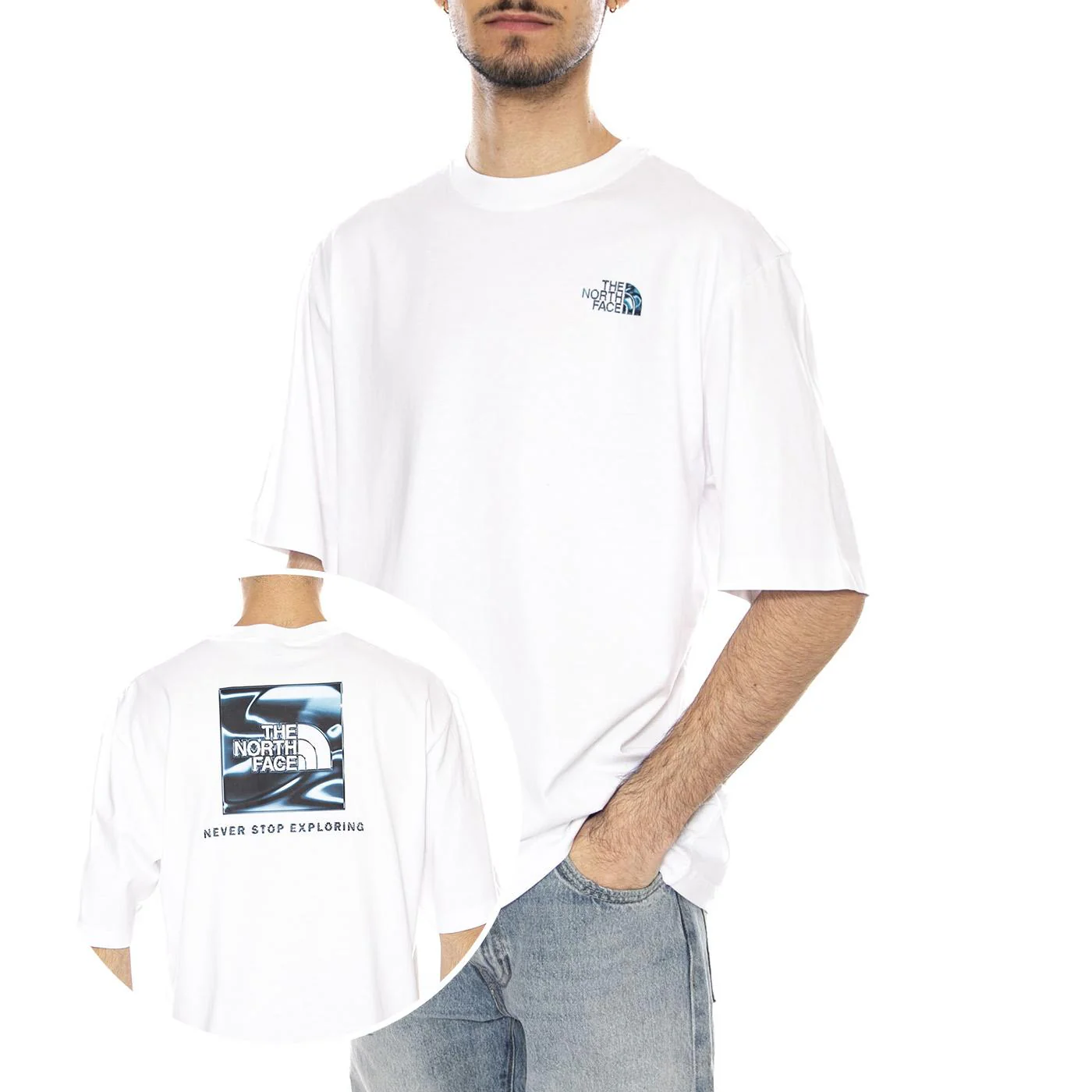 M LQD BOX NSE OS SS TEE - Maglietta Girocollo Uomo Bianca  Uomo THE NORTH FACE
